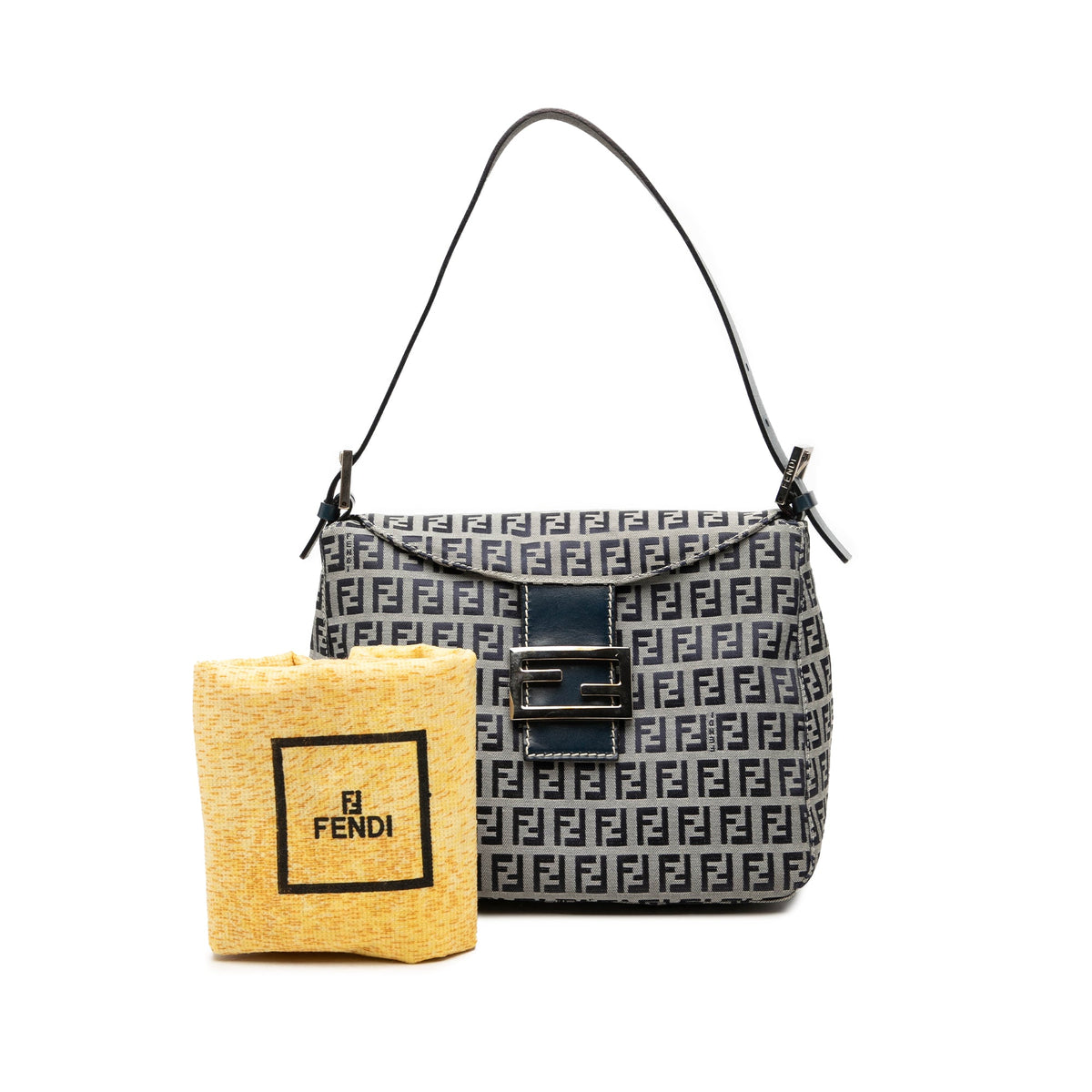 Fendi Zucchino Canvas Double Flap Mamma — Gray