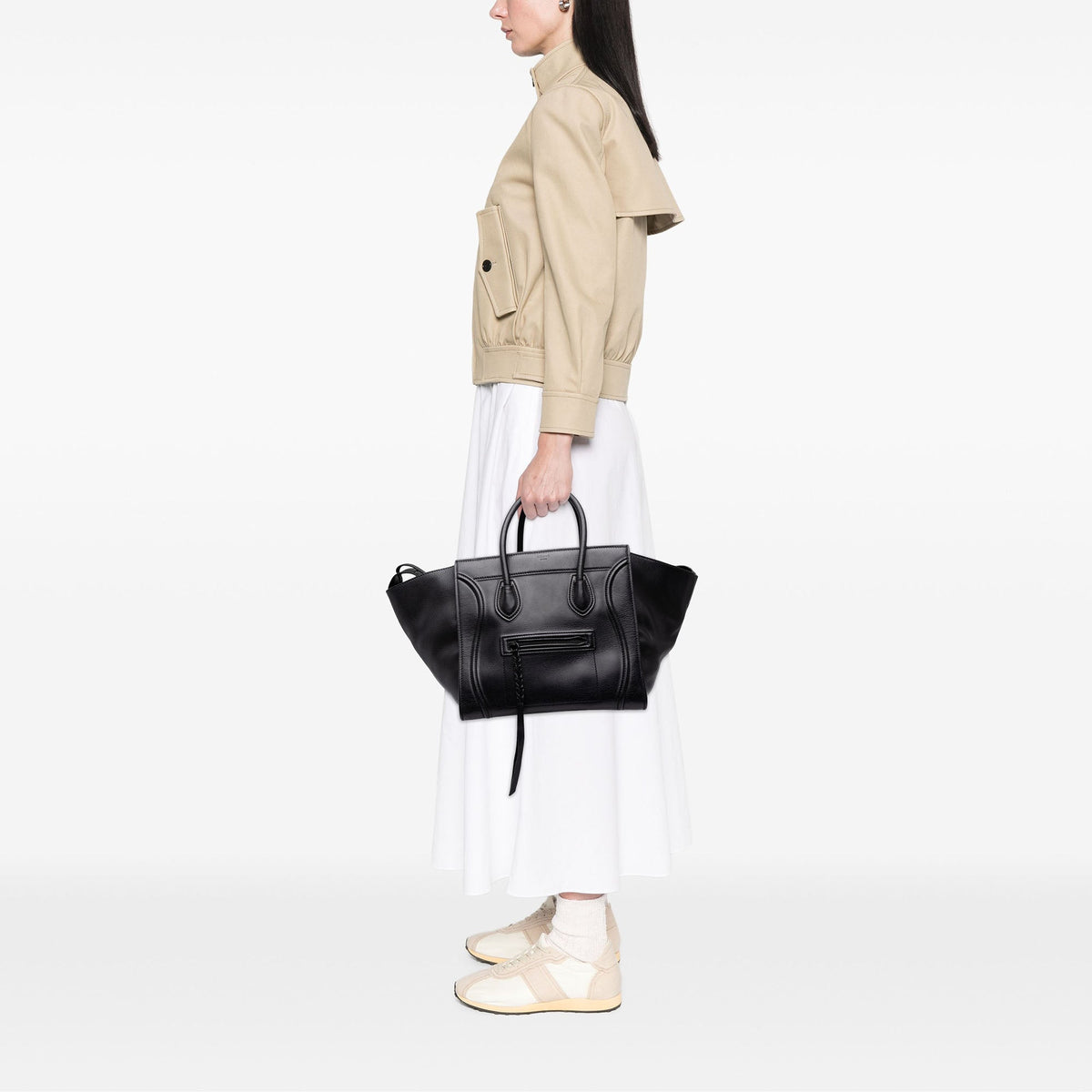 Celine Medium Leather Phantom Luggage Tote — Black