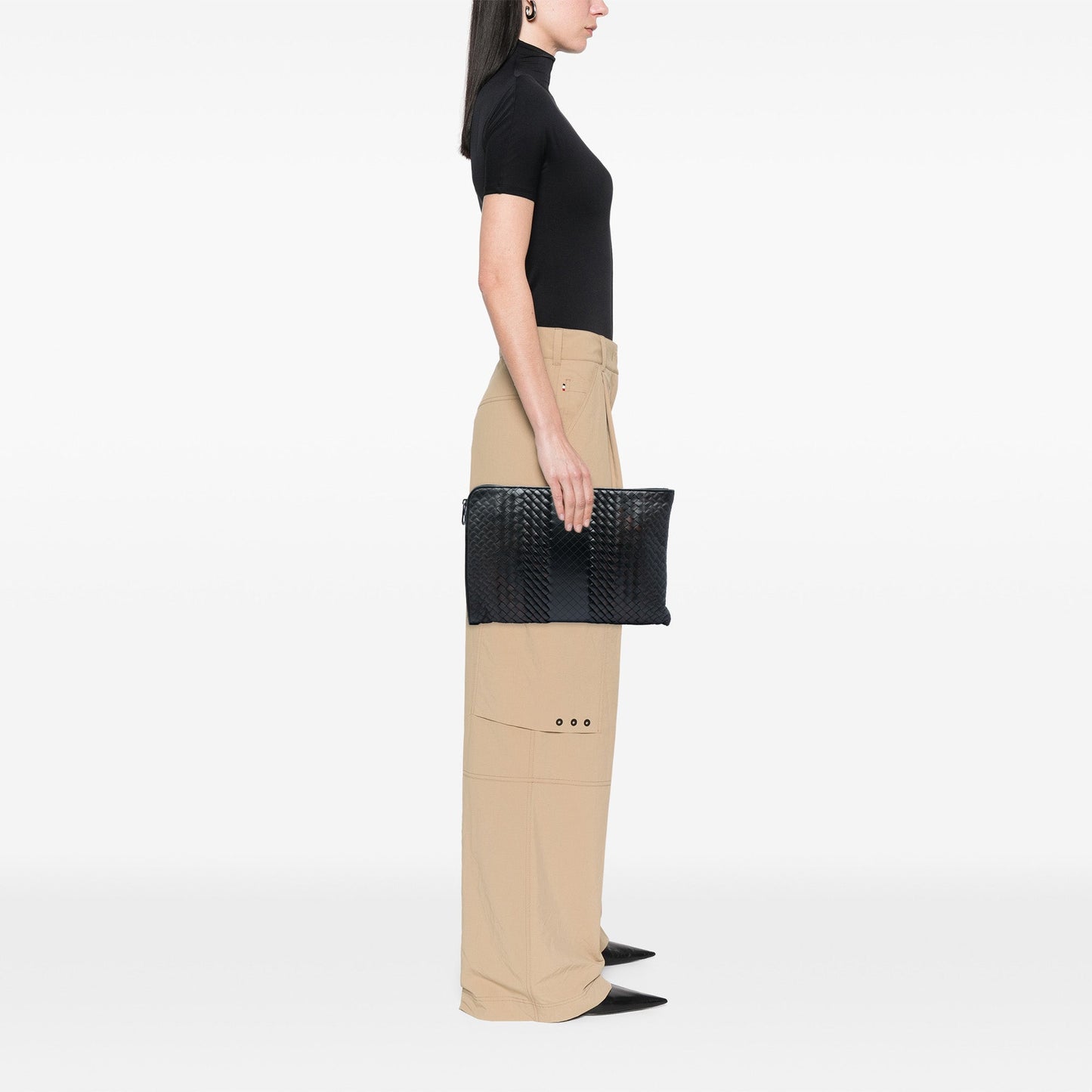 Bottega Veneta Nappa Intreccio Imperatore Zip Clutch