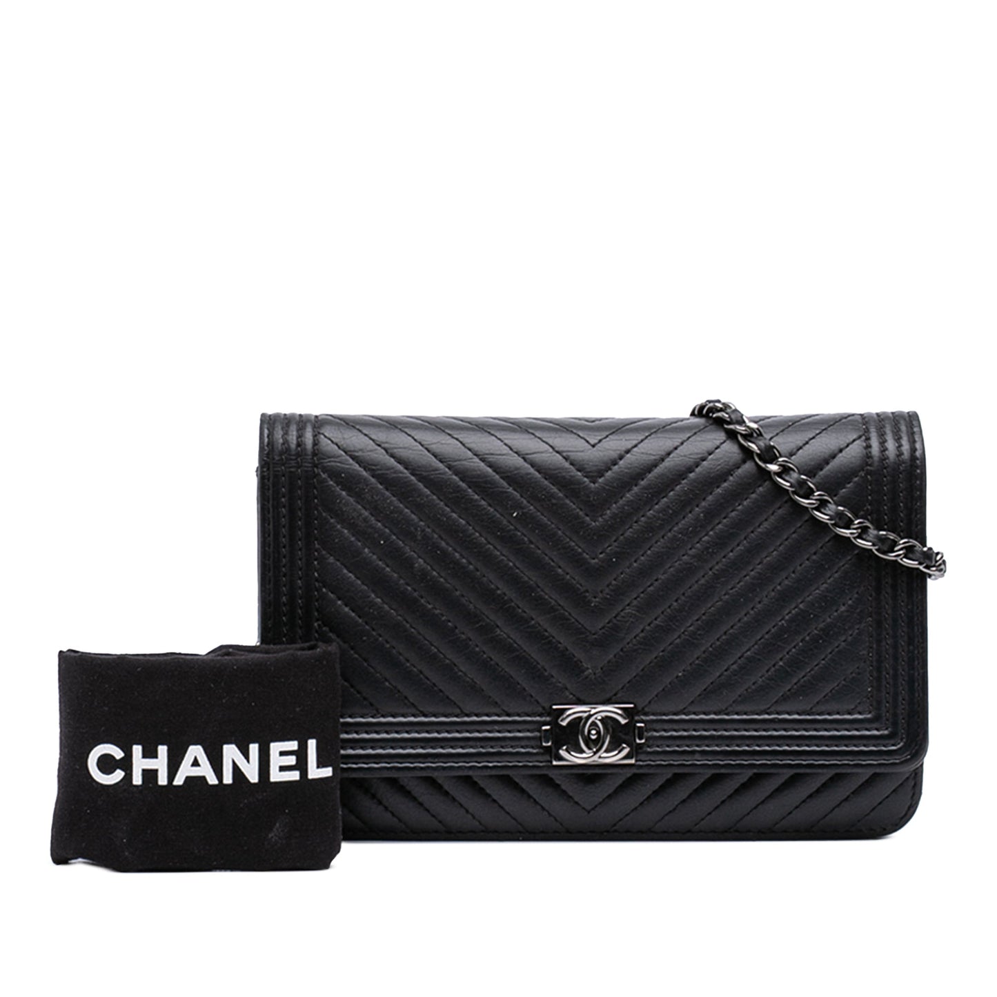 Chanel Chevron Lambskin Boy Wallet on Chain