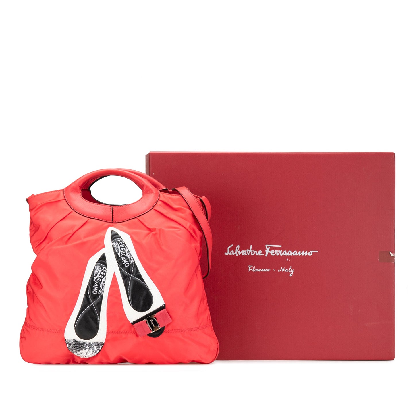 Ferragamo Nylon Vara Shoes Satchel