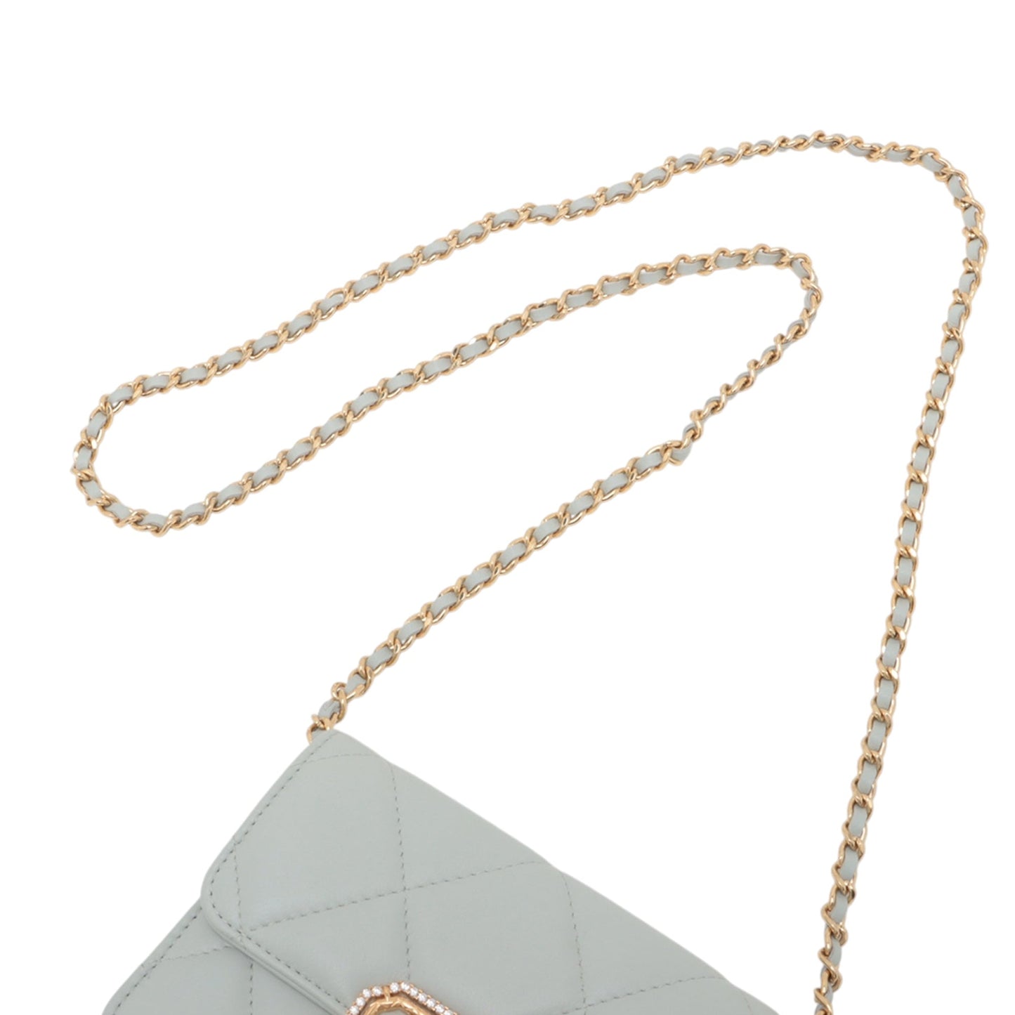 Chanel Quilted Lambskin Crystal Clutch on Chain