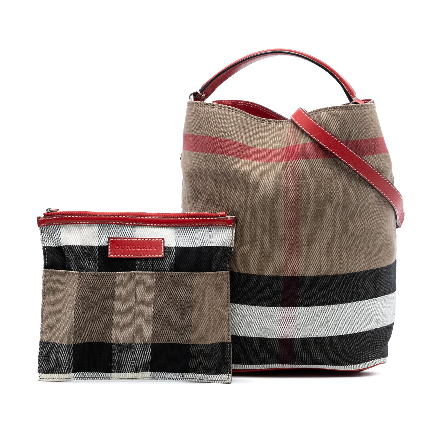 Burberry Medium Mega Check Canvas Ashby Bucket Bag