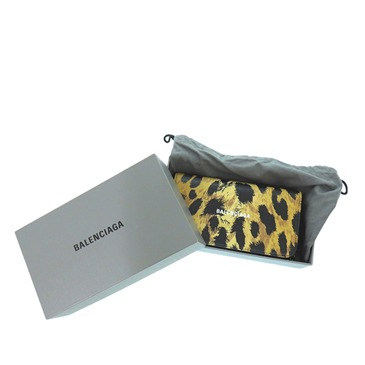 Balenciaga Leopard Printed Calfskin Continental Wallet on Chain