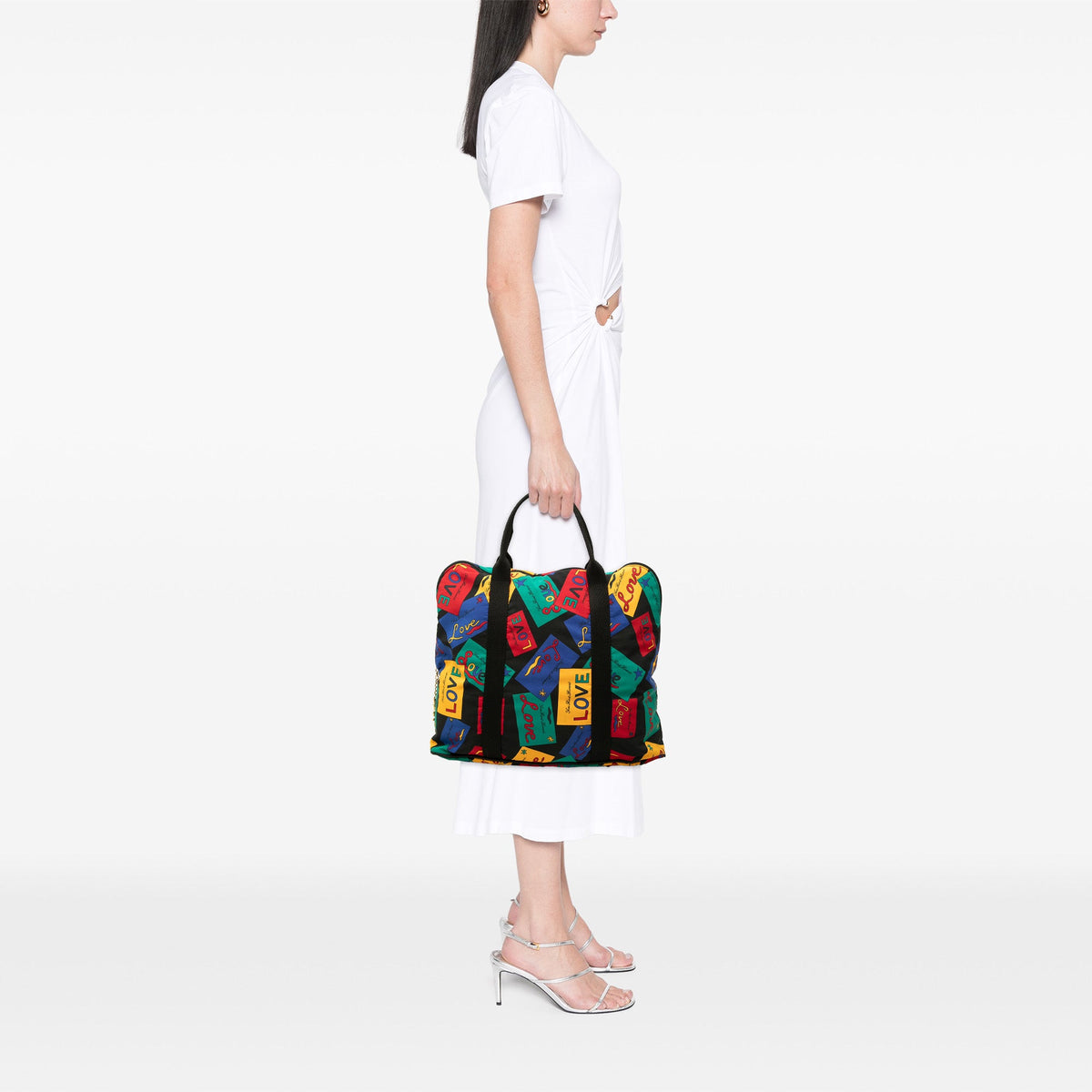 Saint Laurent Printed Nylon Love Card Tote — Black