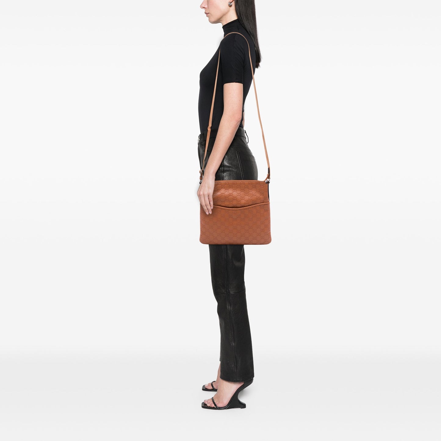 Gucci Guccissima Flat Messenger Bag
