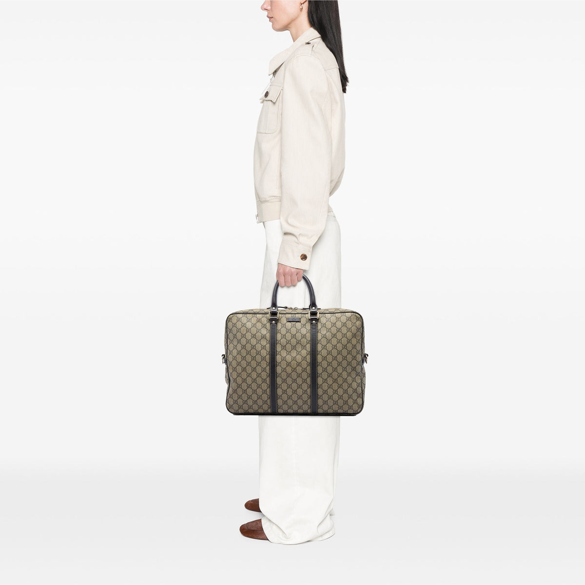 Gucci GG Supreme Business Bag — Beige