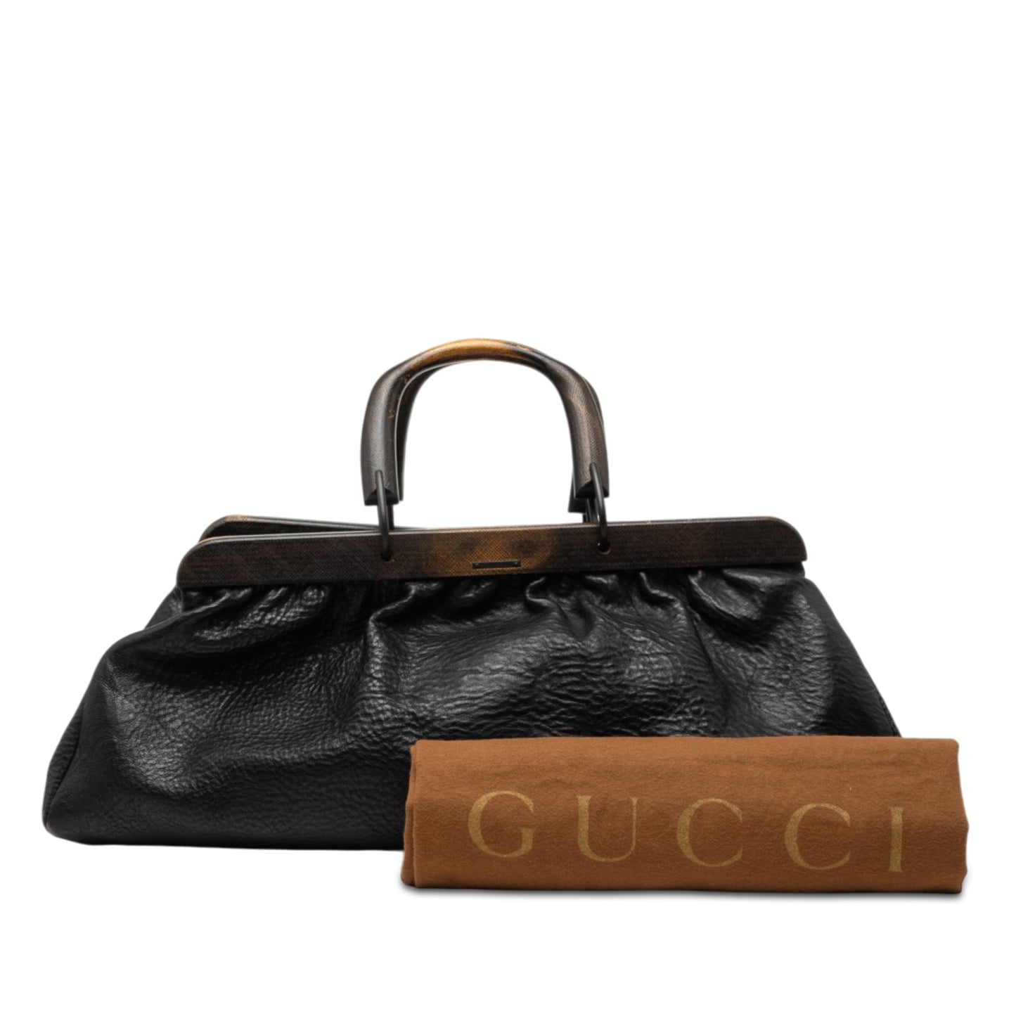 Gucci Calfskin Wood Frame Handbag