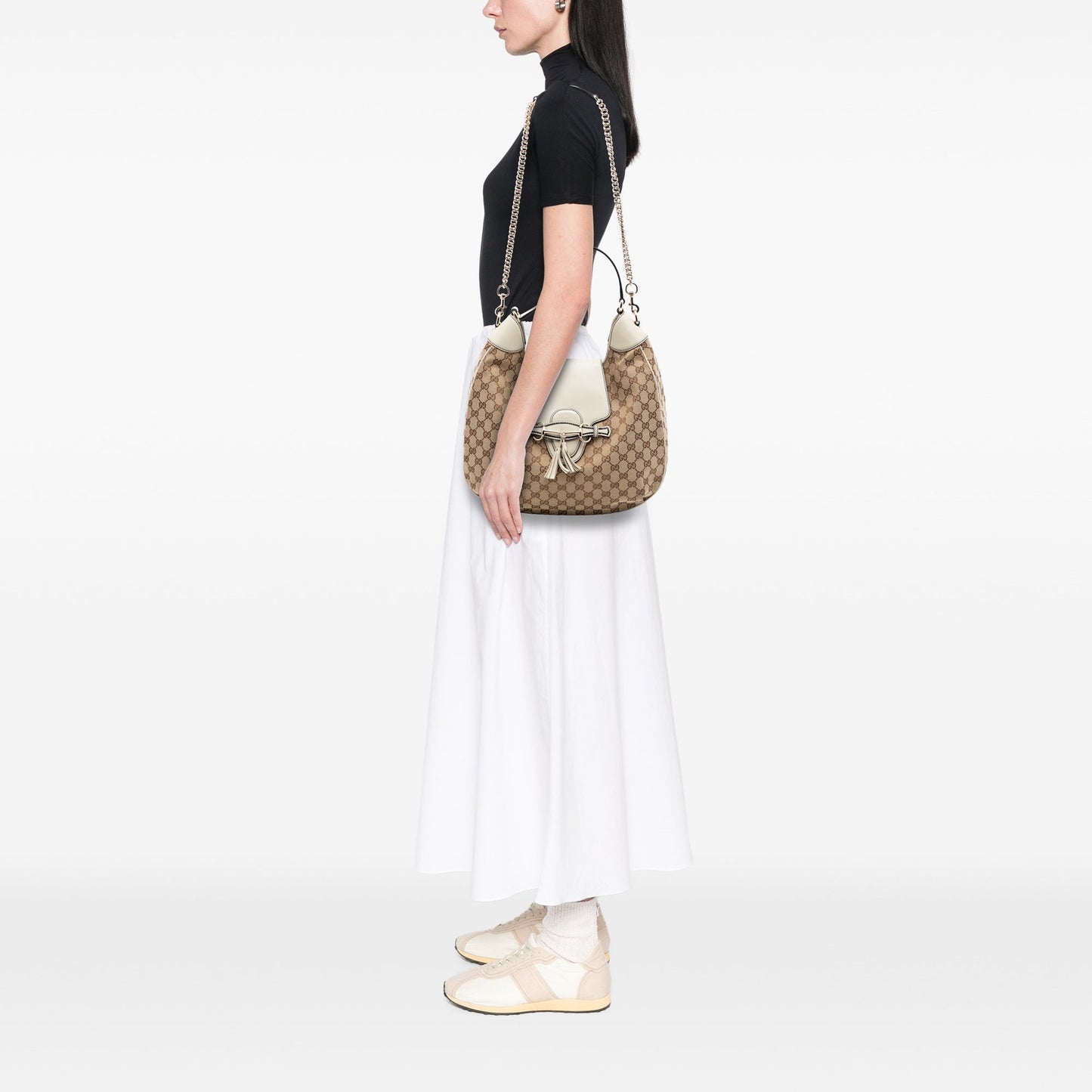 Gucci Medium GG Canvas Emily Flap Satchel