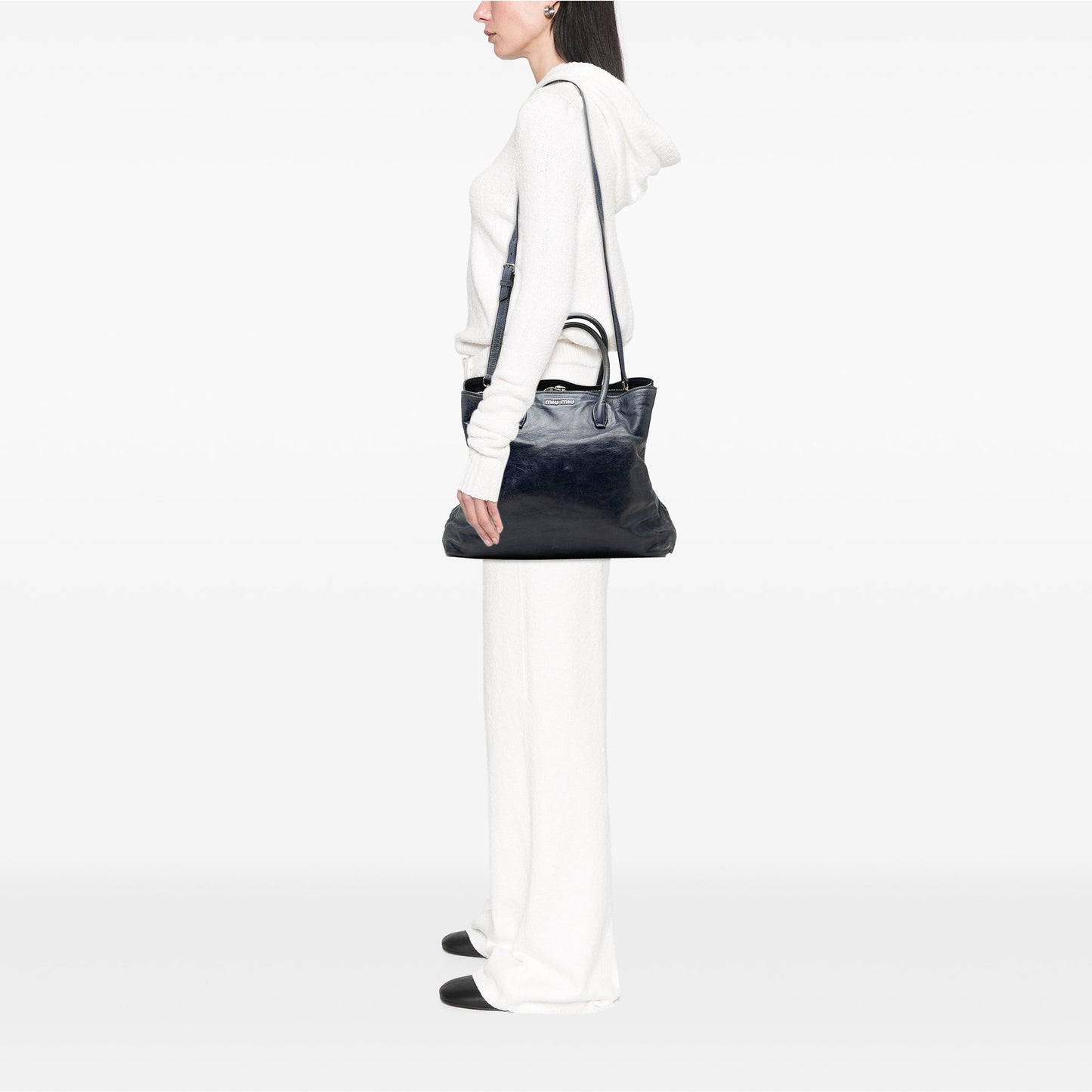 Miu Miu Crinkled Calfskin Convertible Tote