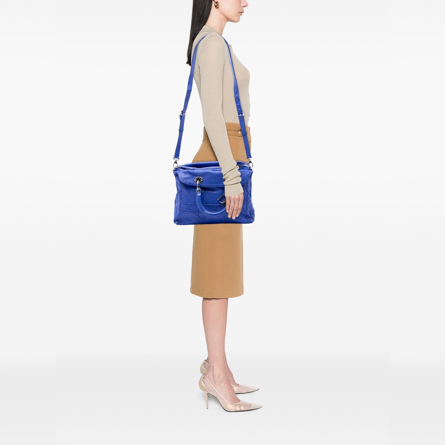 Dior Medium Lambskin Cannage Polochon Granville Satchel