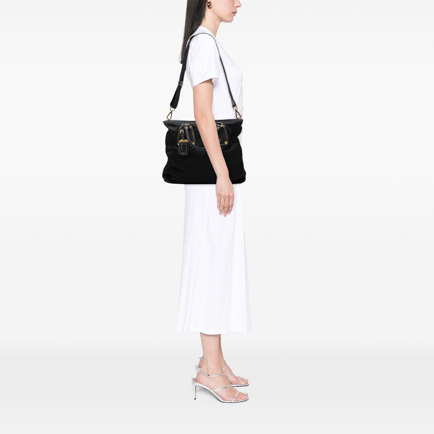 Saffiano Trimmed Tessuto Satchel
