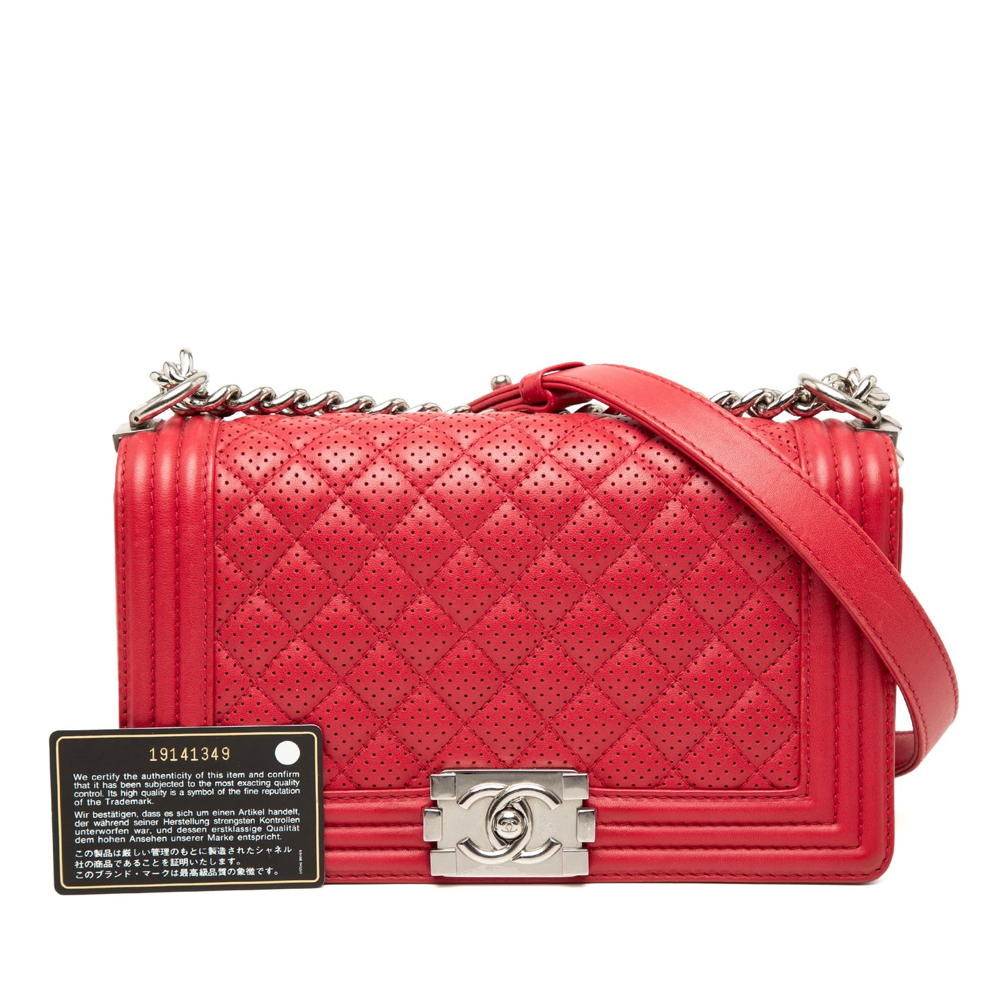 Chanel Old Medium Quilted Perforated Lambskin Boy Flap