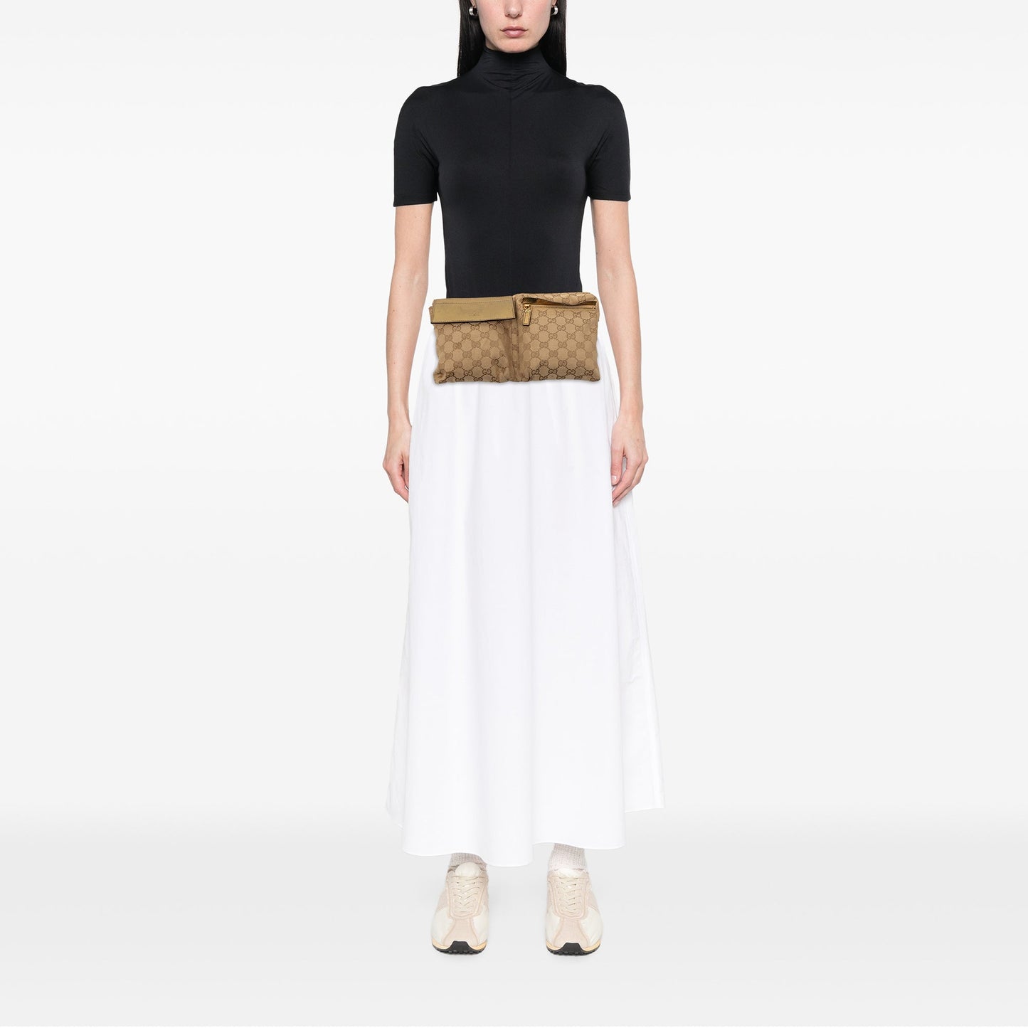 GG Canvas Web Double Pocket Belt Bag