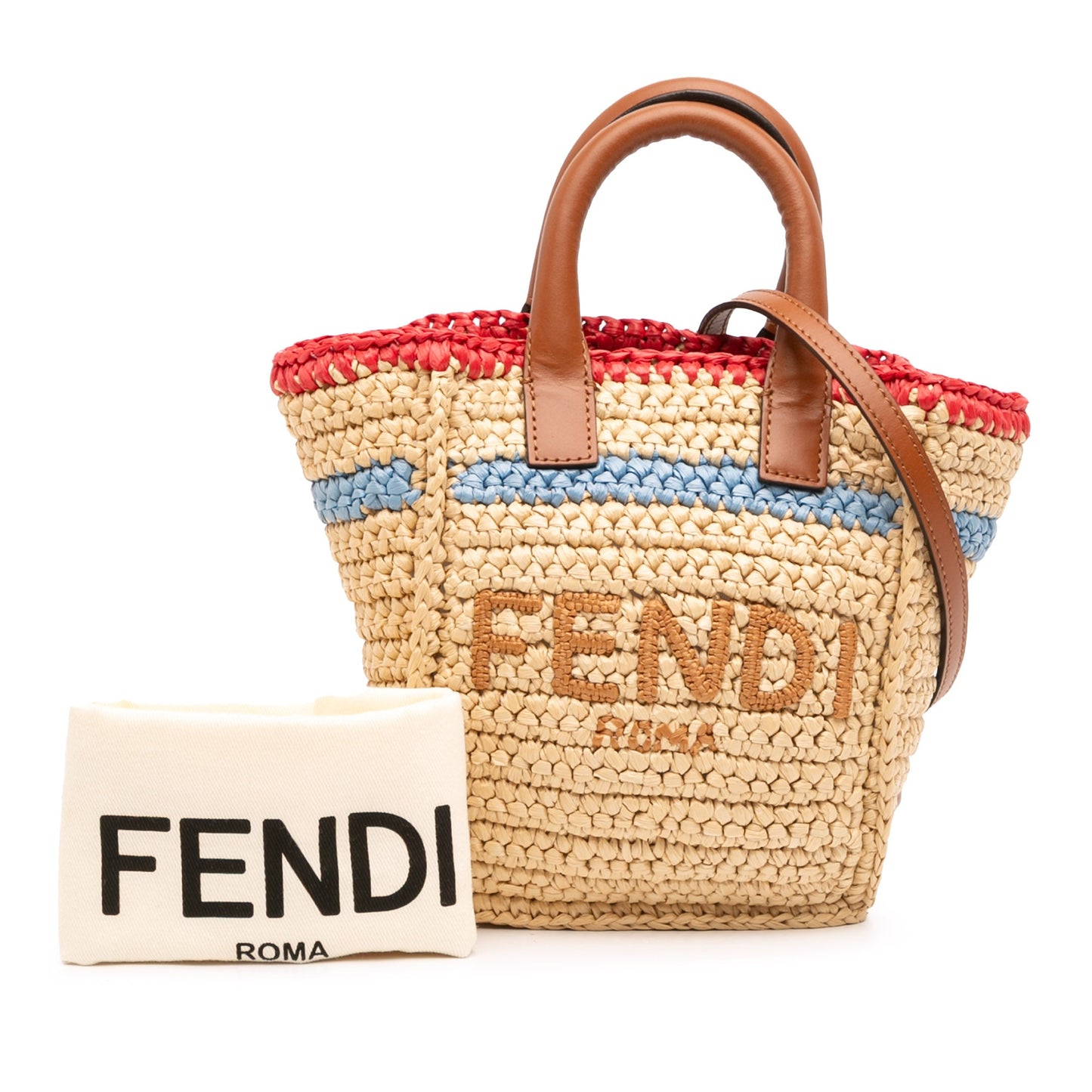 Fendi Mini Raffia Soft Sunshine Shopper Tote