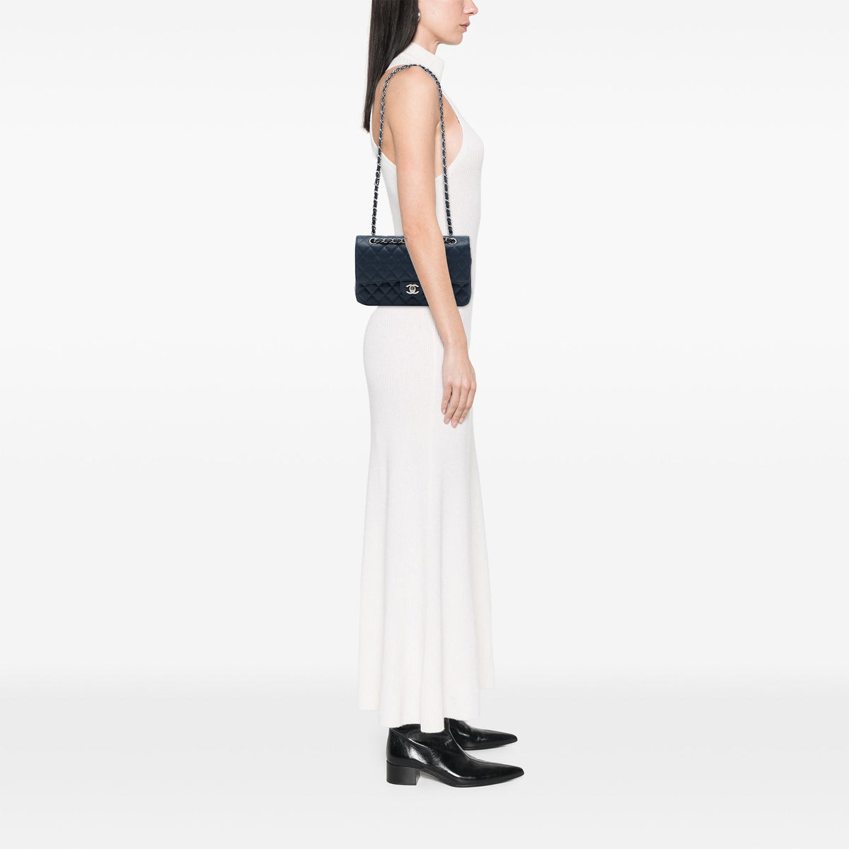 Chanel Medium Classic Caviar Double Flap — Blue