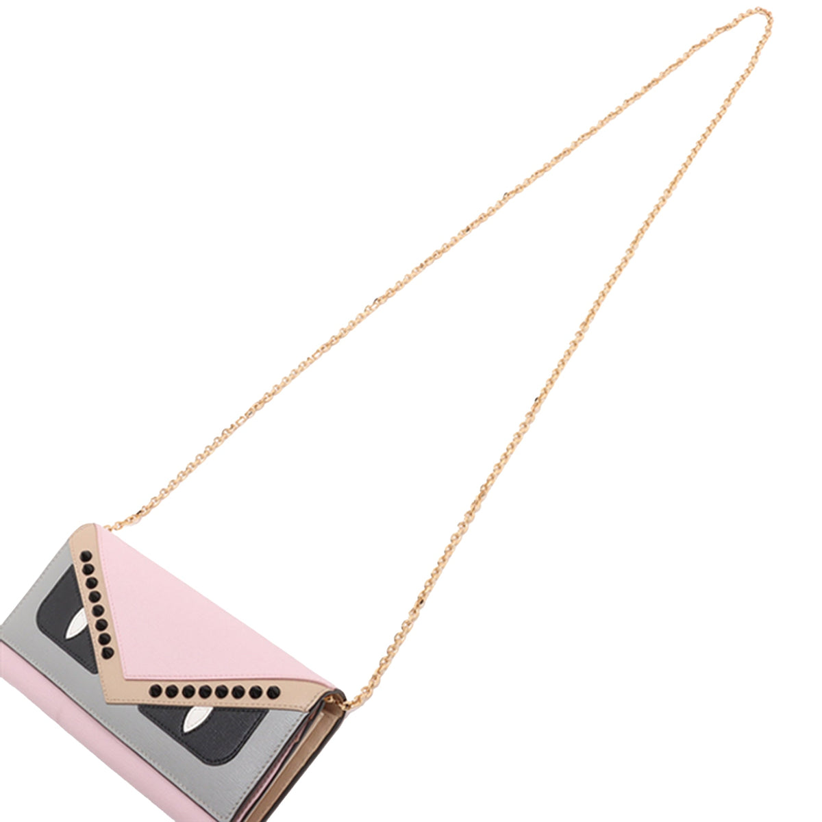 Fendi Studded Leather Monster Eyes Tube Wallet On Chain