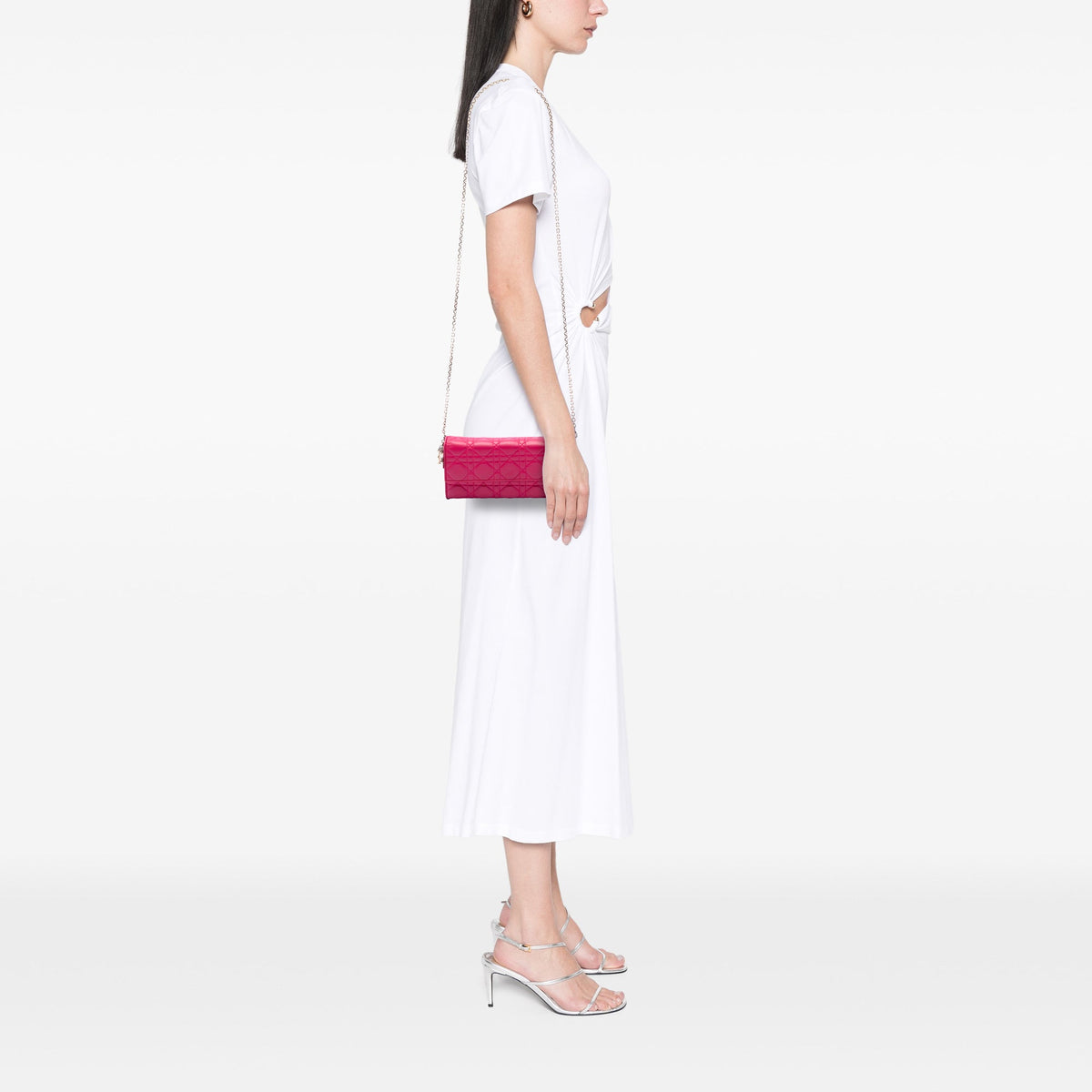 Dior Lambskin Cannage Lady Dior Wallet On Chain