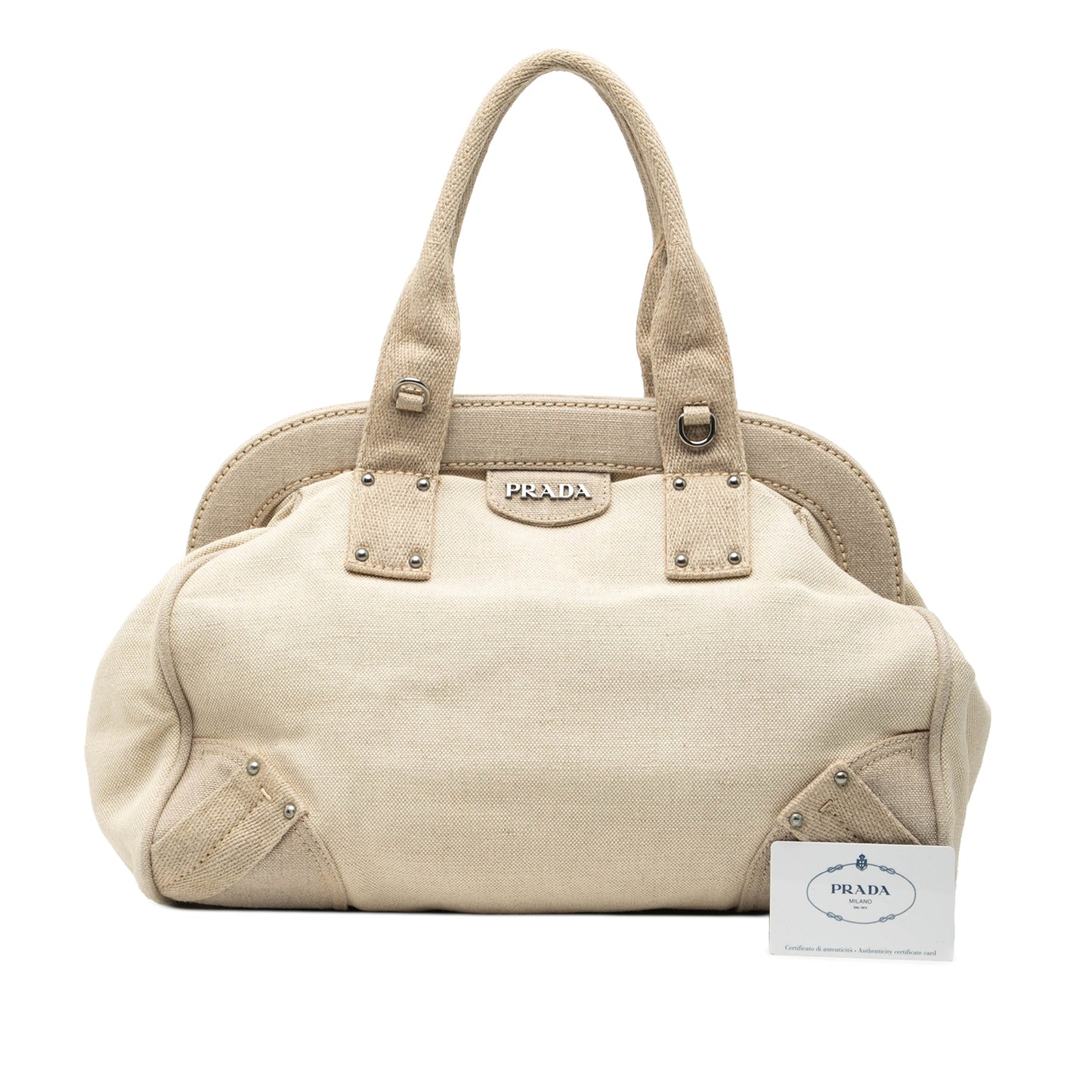 Prada Canvas Canapa Mistolino Frame Satchel