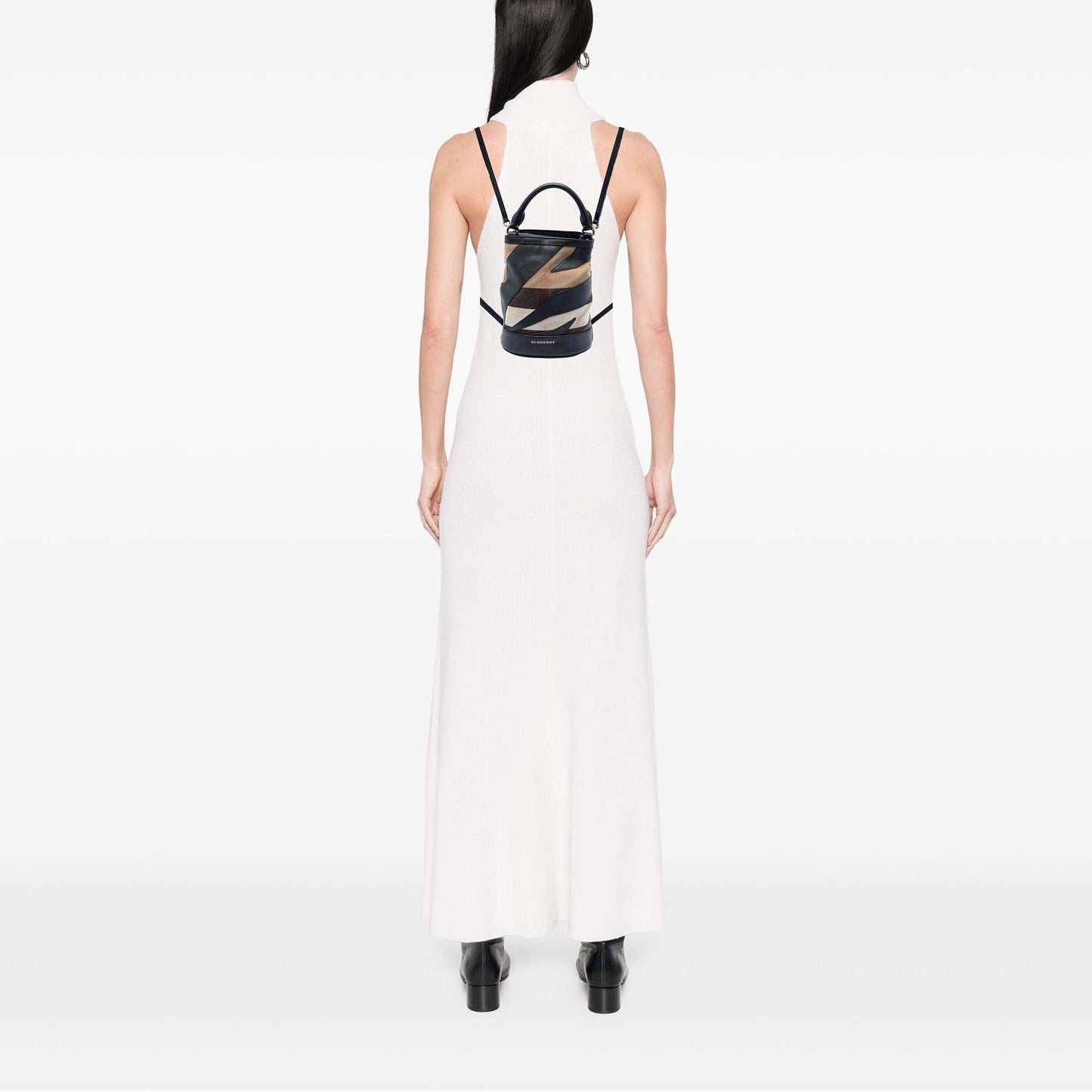 Burberry Mega Check Canvas and Leather Bucket Bag