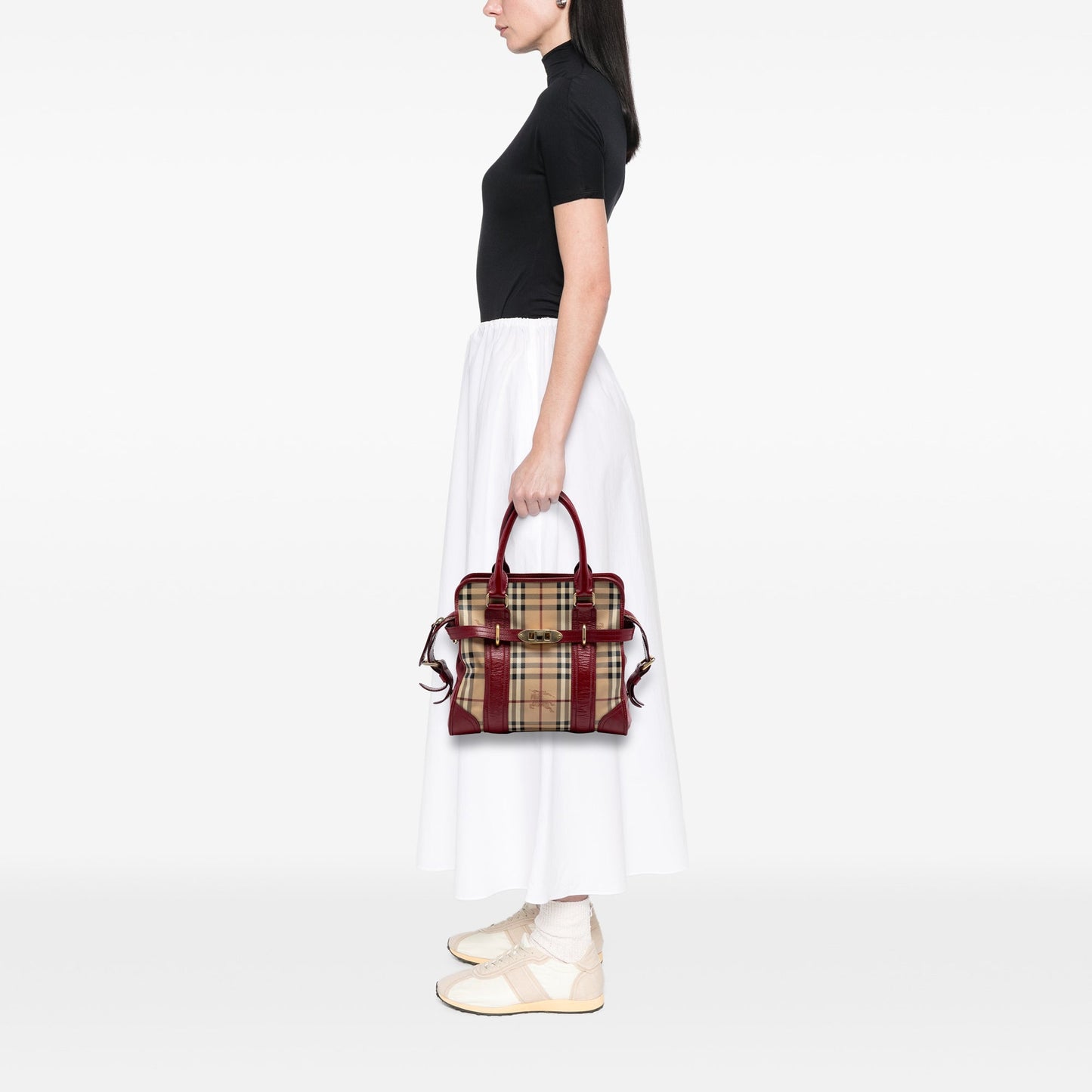 Burberry Haymarket Check Coated Canvas Minford Portrait Satchel
