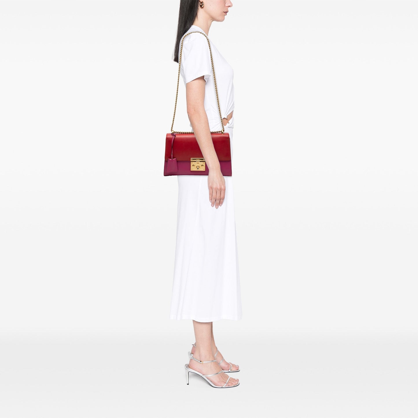 Medium Bicolor Leather Padlock Shoulder Bag