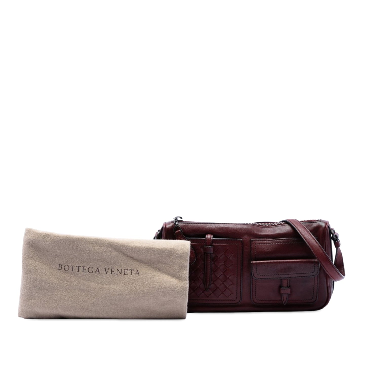 Bottega Veneta Intrecciato Trimmed Multi Pocket Leather Shoulder Bag