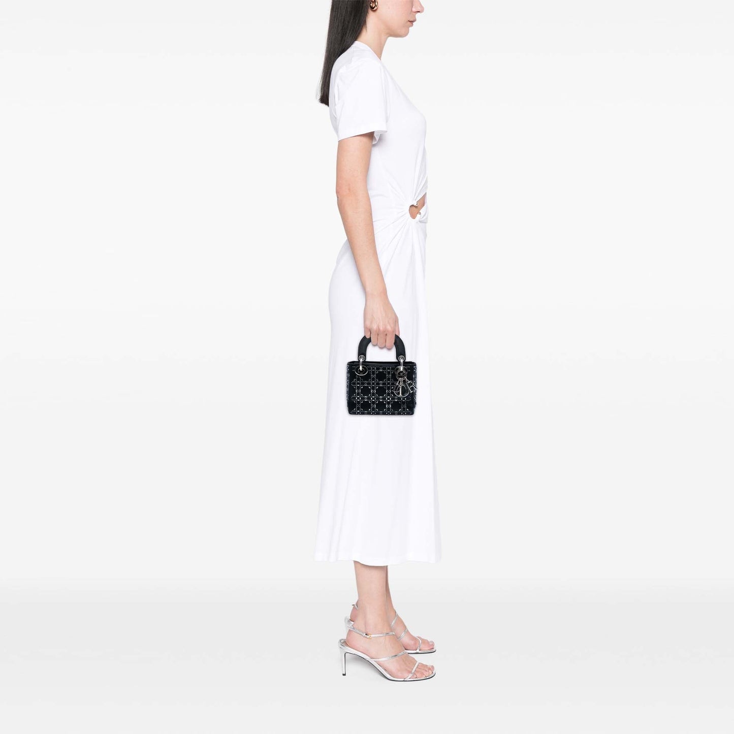 Dior Mini Satin Cannage Strass Crystal Embellished Lady Dior