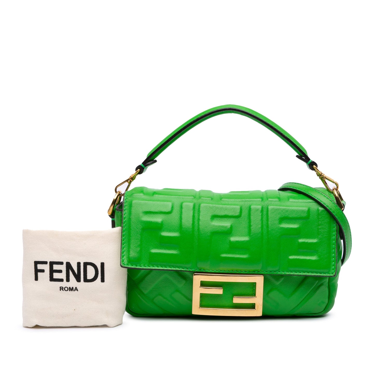 Fendi Mini Zucca Embossed Leather Baguette Satchel