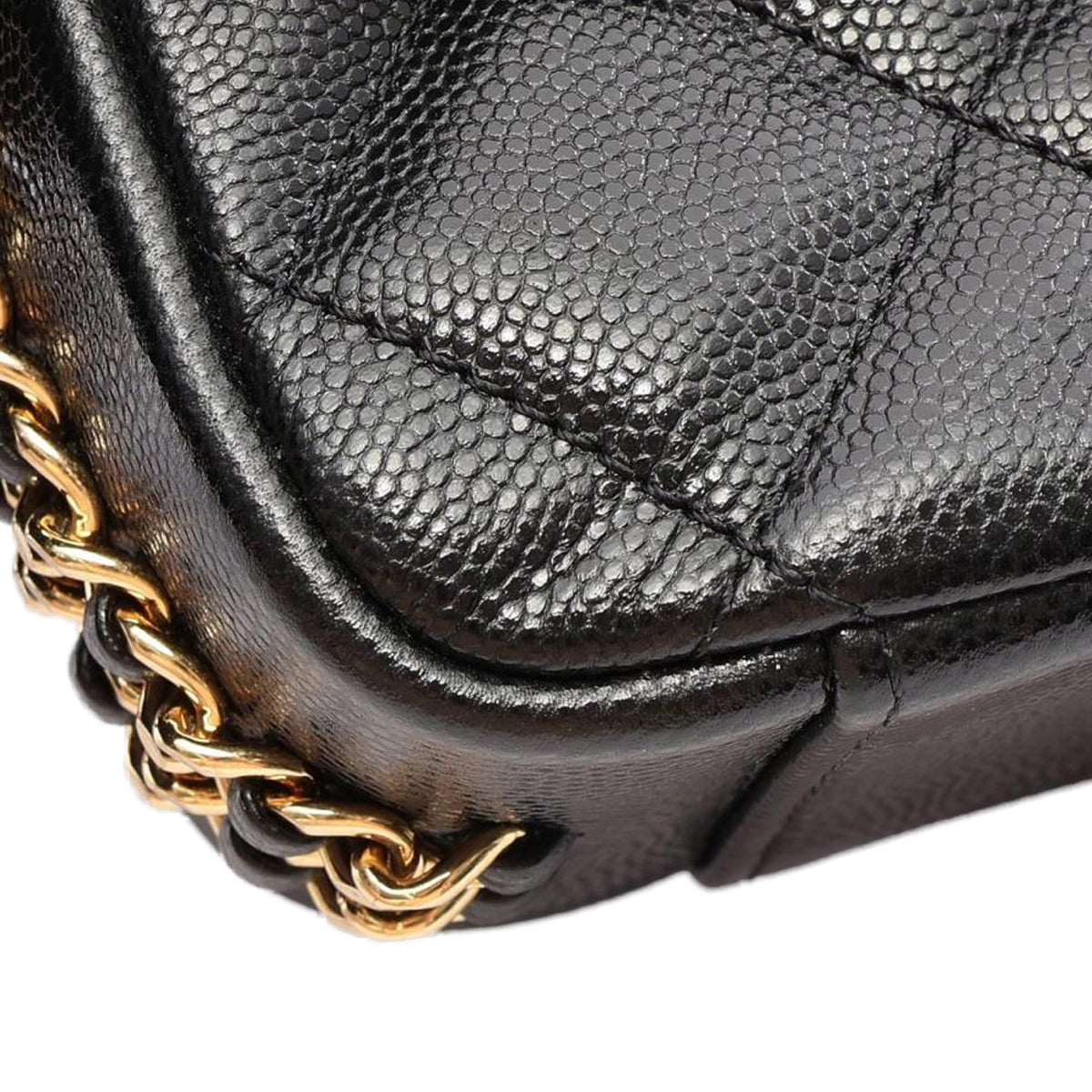 Chanel Mini CC Quilted Caviar Chain Around Flap — Black