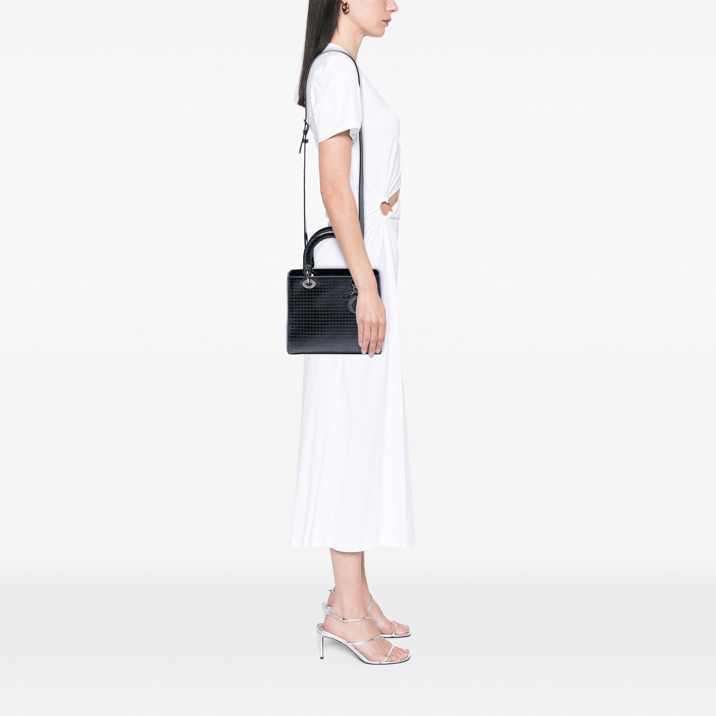 Dior Medium Metallic Patent Microcannage Lady Dior