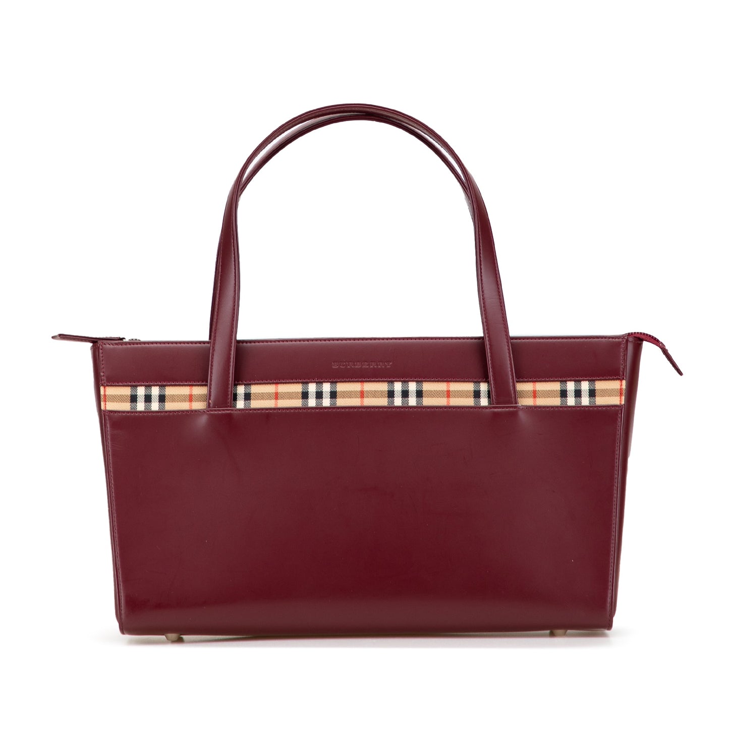Burberry House Check Trimmed Leather Handbag
