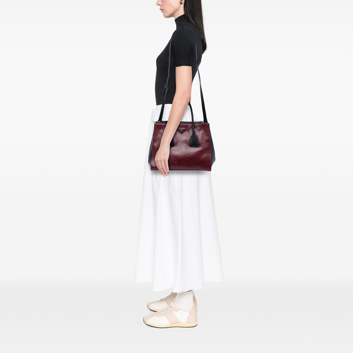 Prada Bicolor Glace Calf Twin Pocket Double Handle Satchel