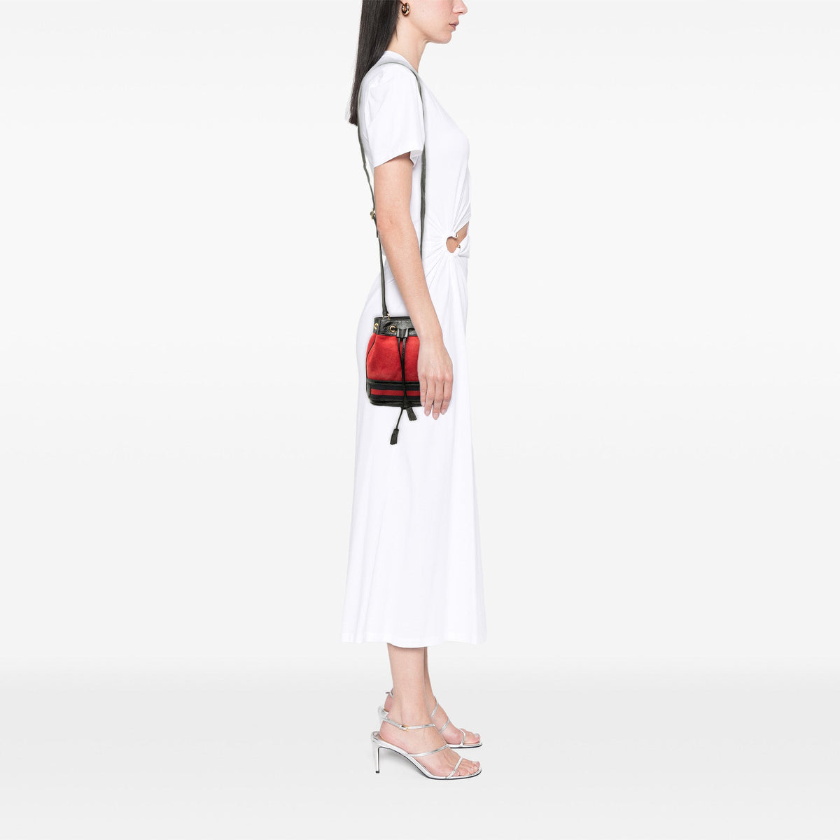 Gucci Mini Suede and Patent Web Ophidia Bucket Bag