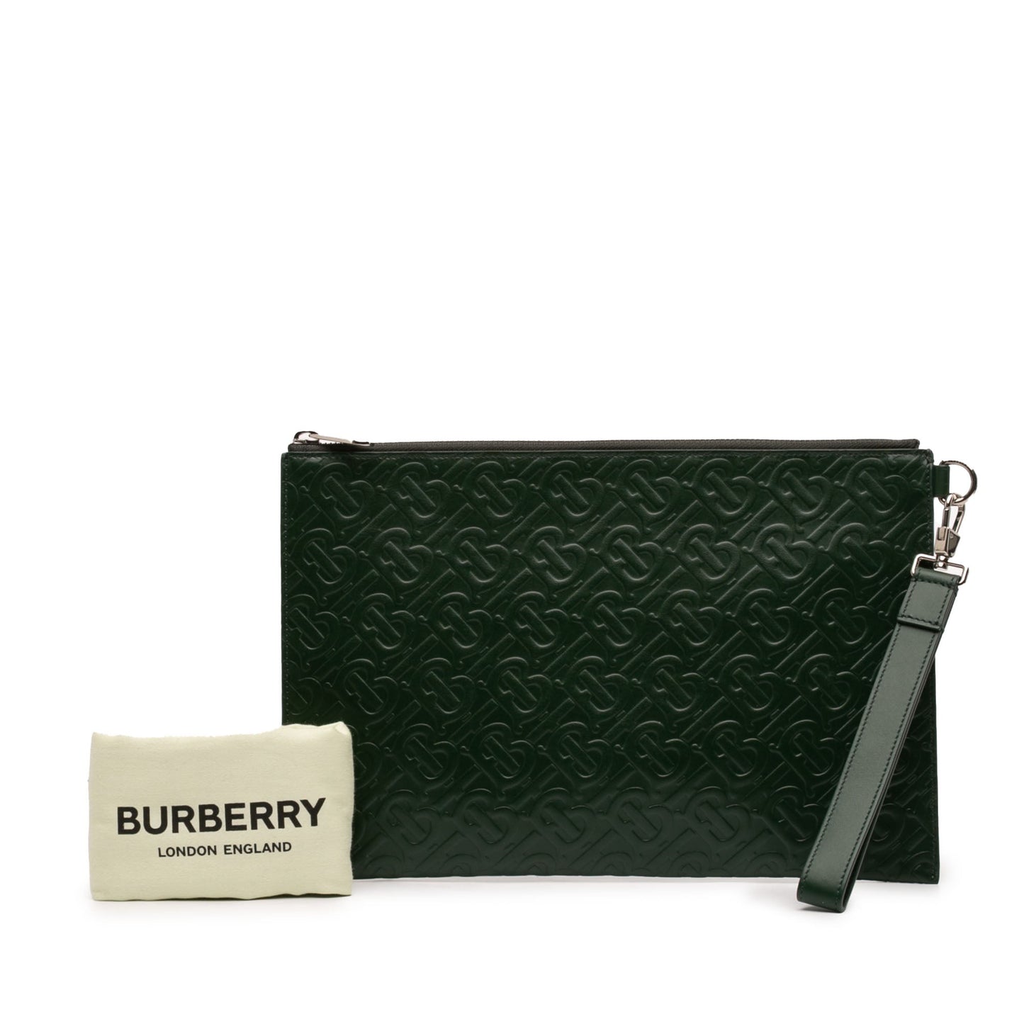 Burberry Embossed Leather TB Monogram Clutch