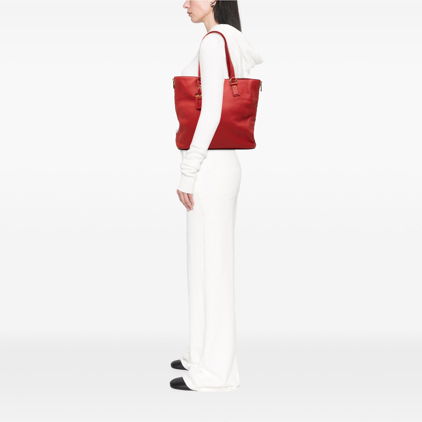 Prada Vitello Daino Side Zip Tote