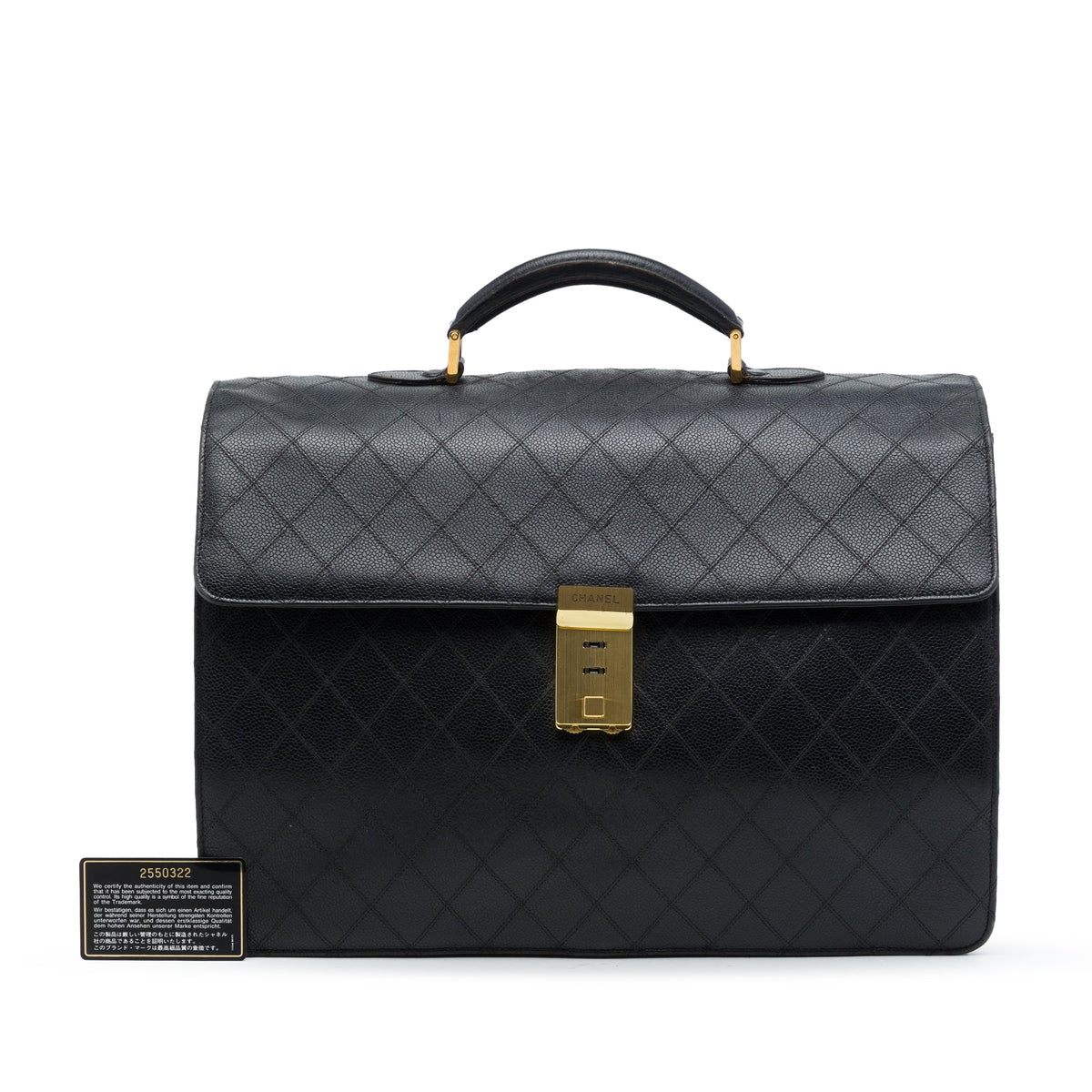 Chanel Quilted Caviar Combination Lock Briefcase
