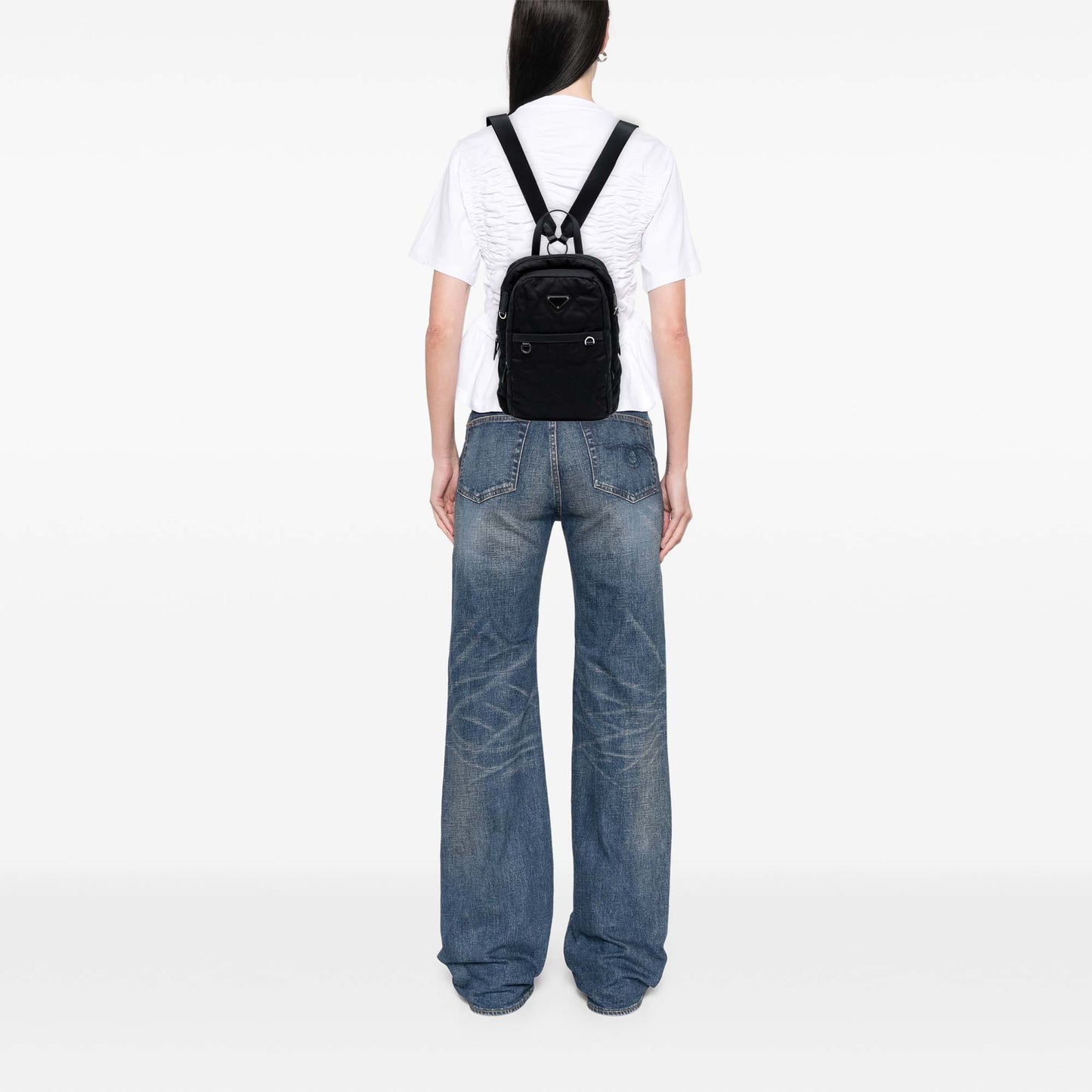 Prada Saffiano Trimmed Impuntu Tessuto Backpack