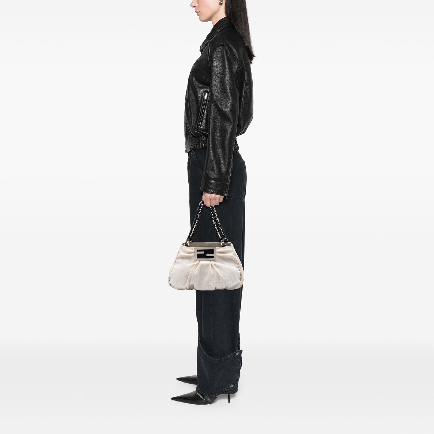 Fendi Small Zucca Canvas Mia Chain Tote