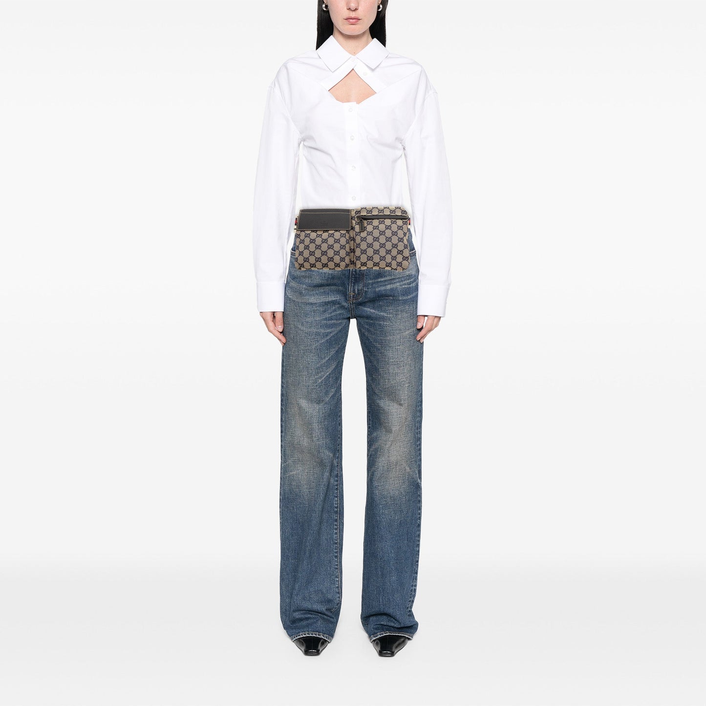 Gucci GG Canvas Web Double Pocket Belt Bag
