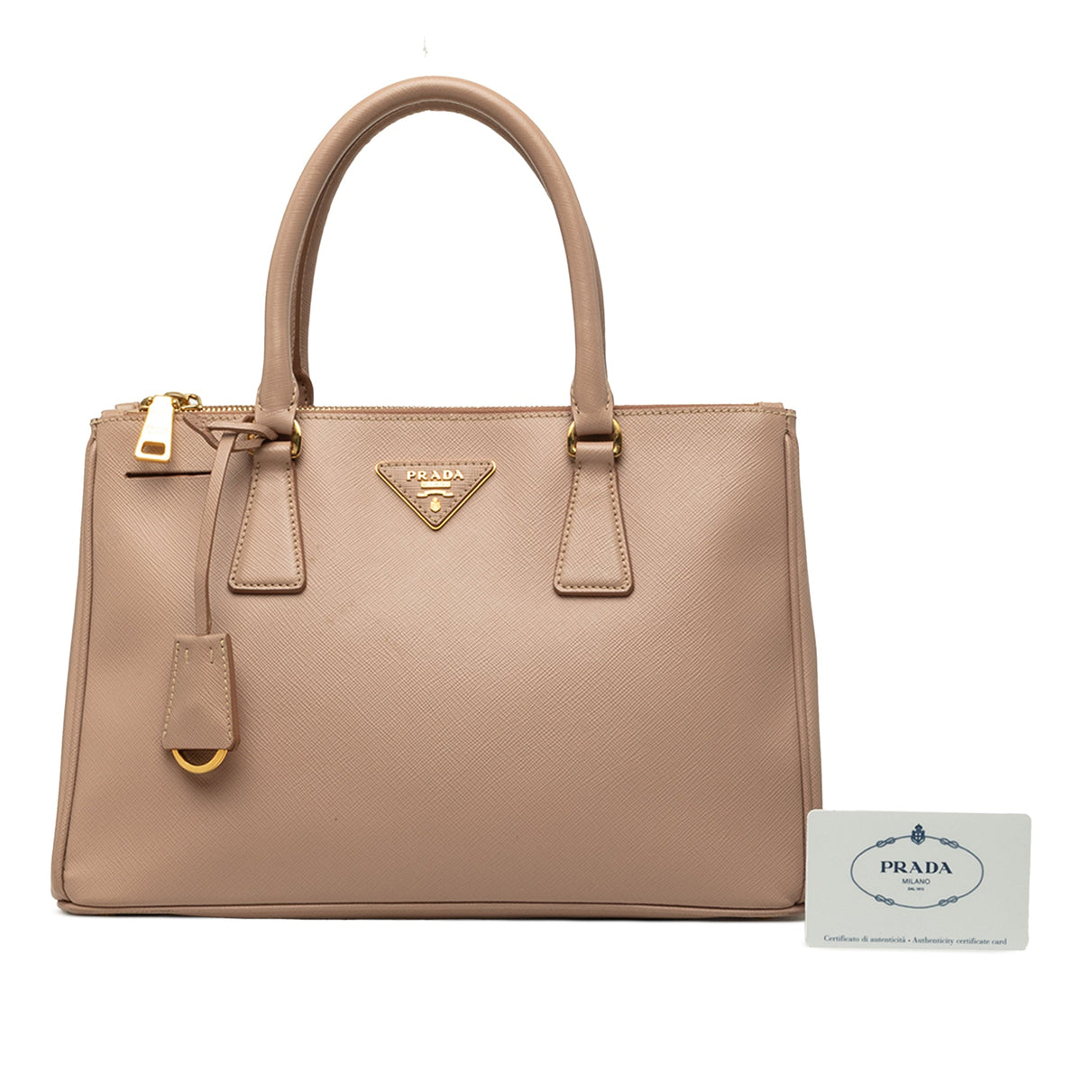 Prada Small Saffiano Lux Galleria Double Zip Satchel — Pink