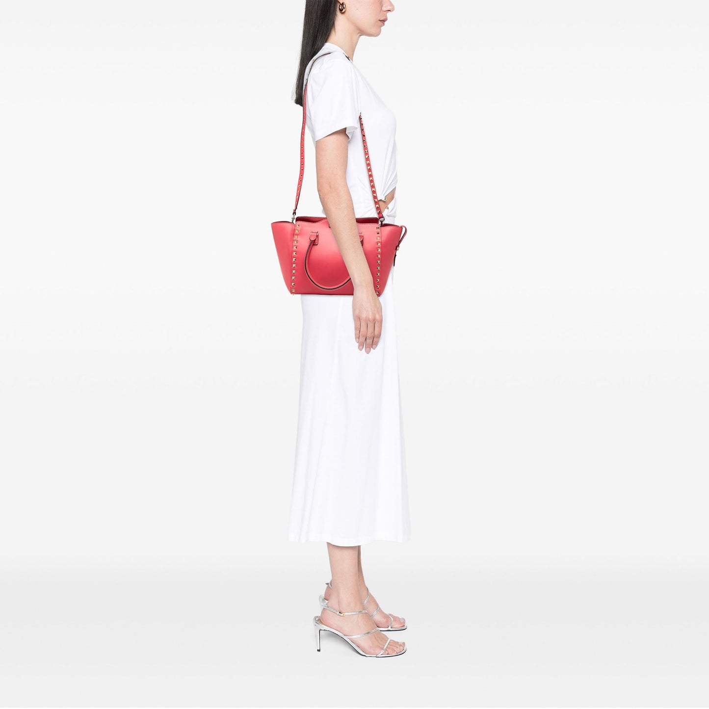 Valentino Small Leather Rockstud Trapeze Satchel
