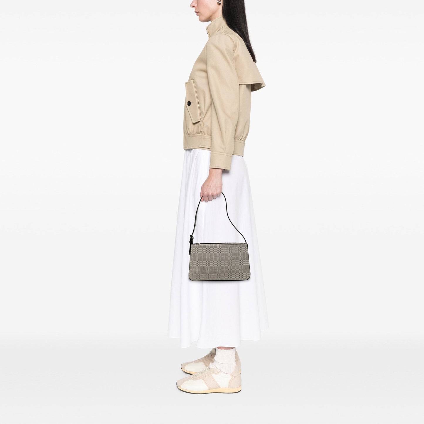 Burberry Tonal Check Canvas Shoulder Bag