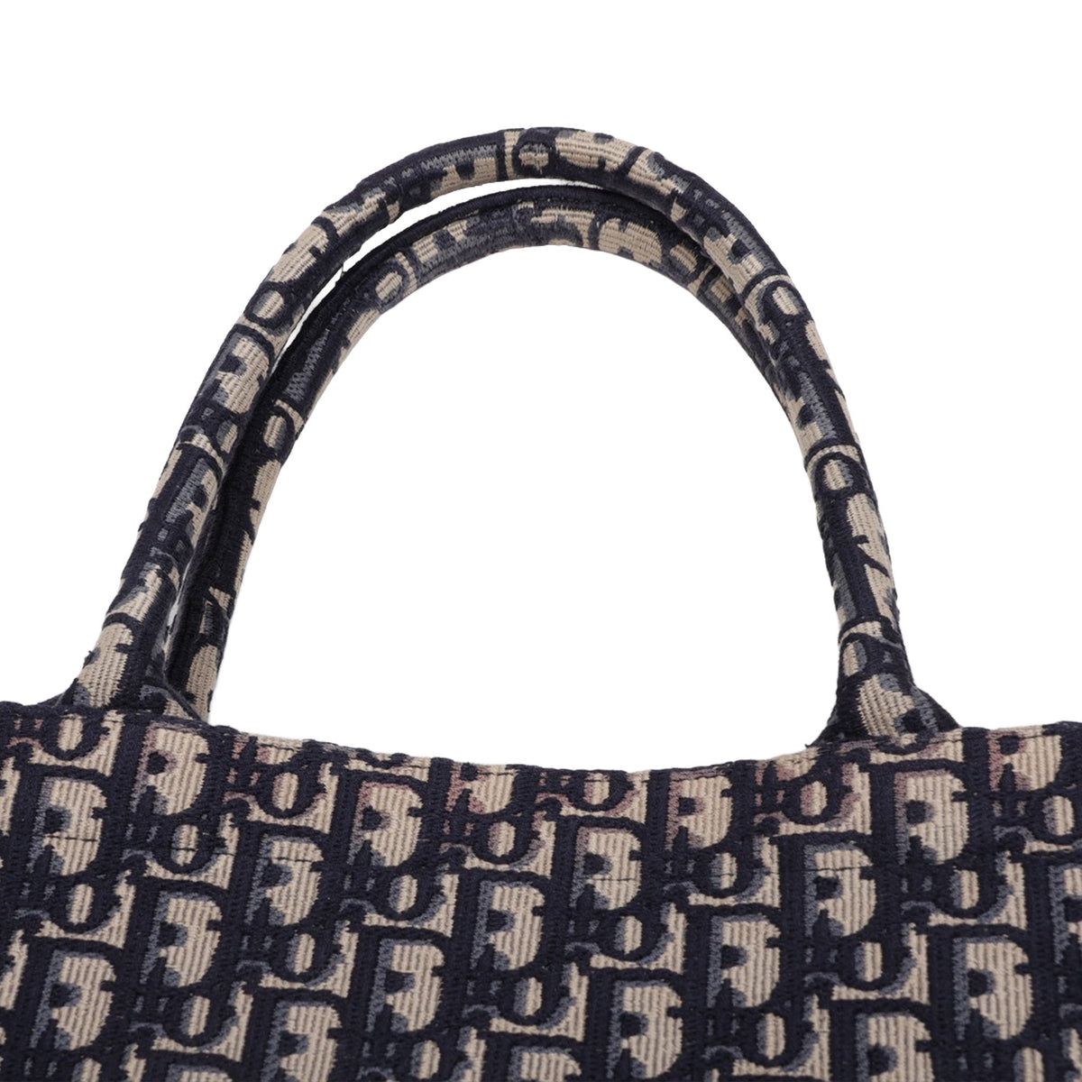 Dior Medium Oblique Embroidered Canvas Book Tote — Blue
