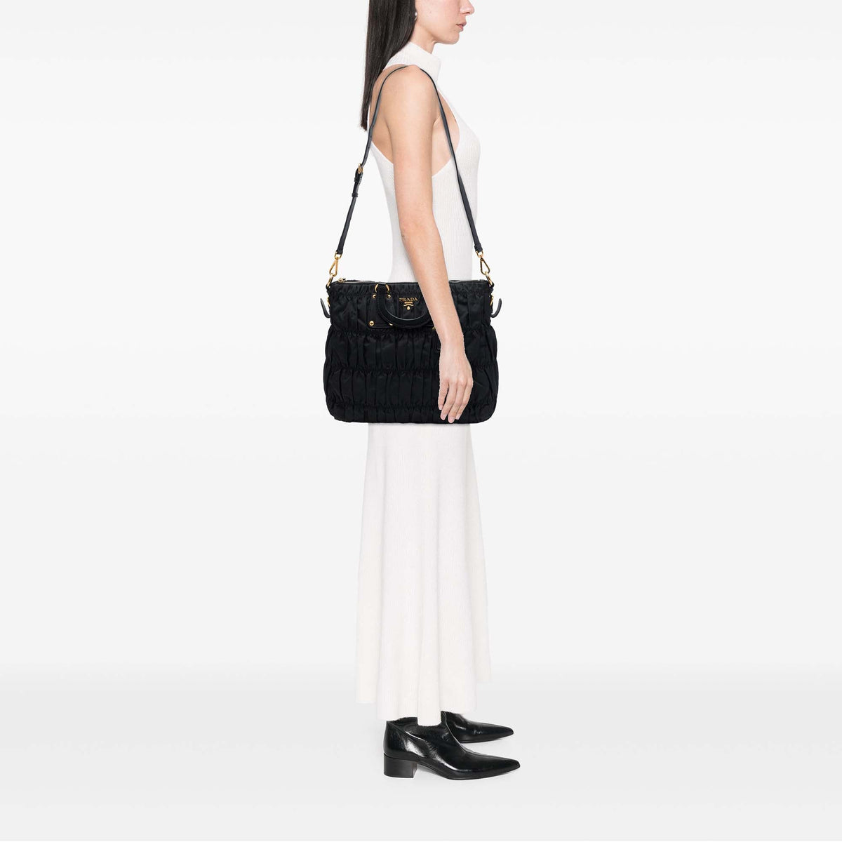 Prada Tessuto Gaufre Satchel — Black
