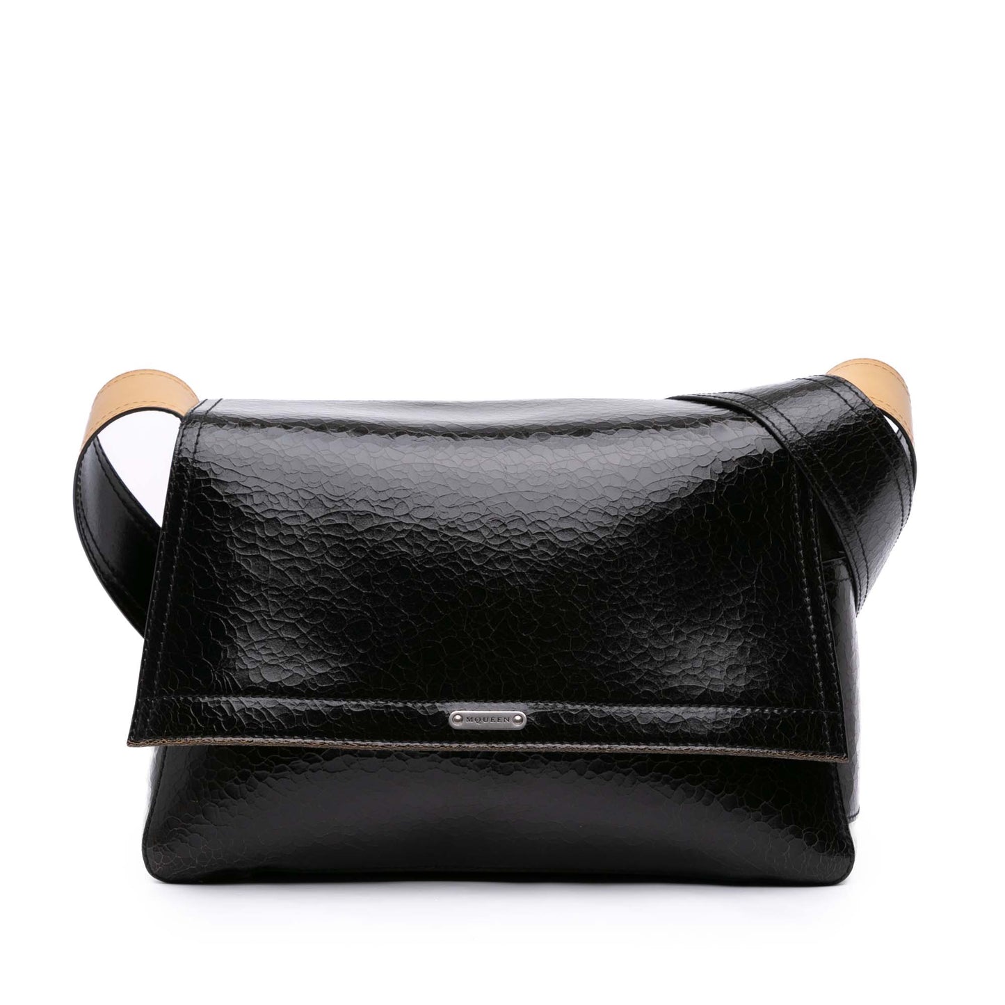 Alexander McQueen Crackled Leather Slouch Crossbody