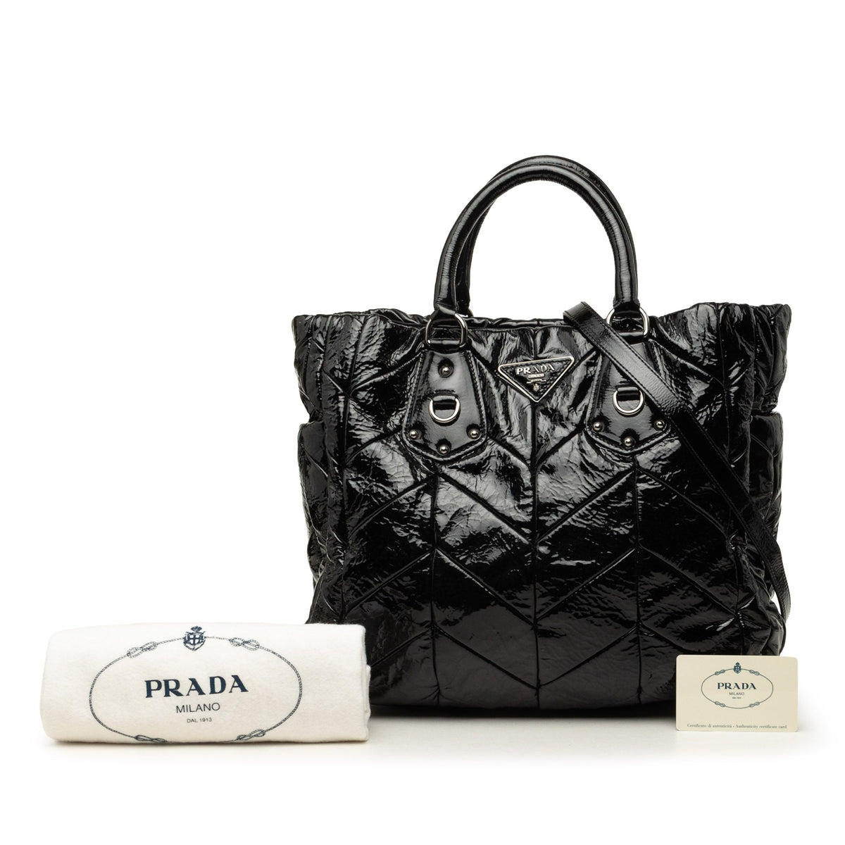 Prada Impuntu Vernice Convertible Tote