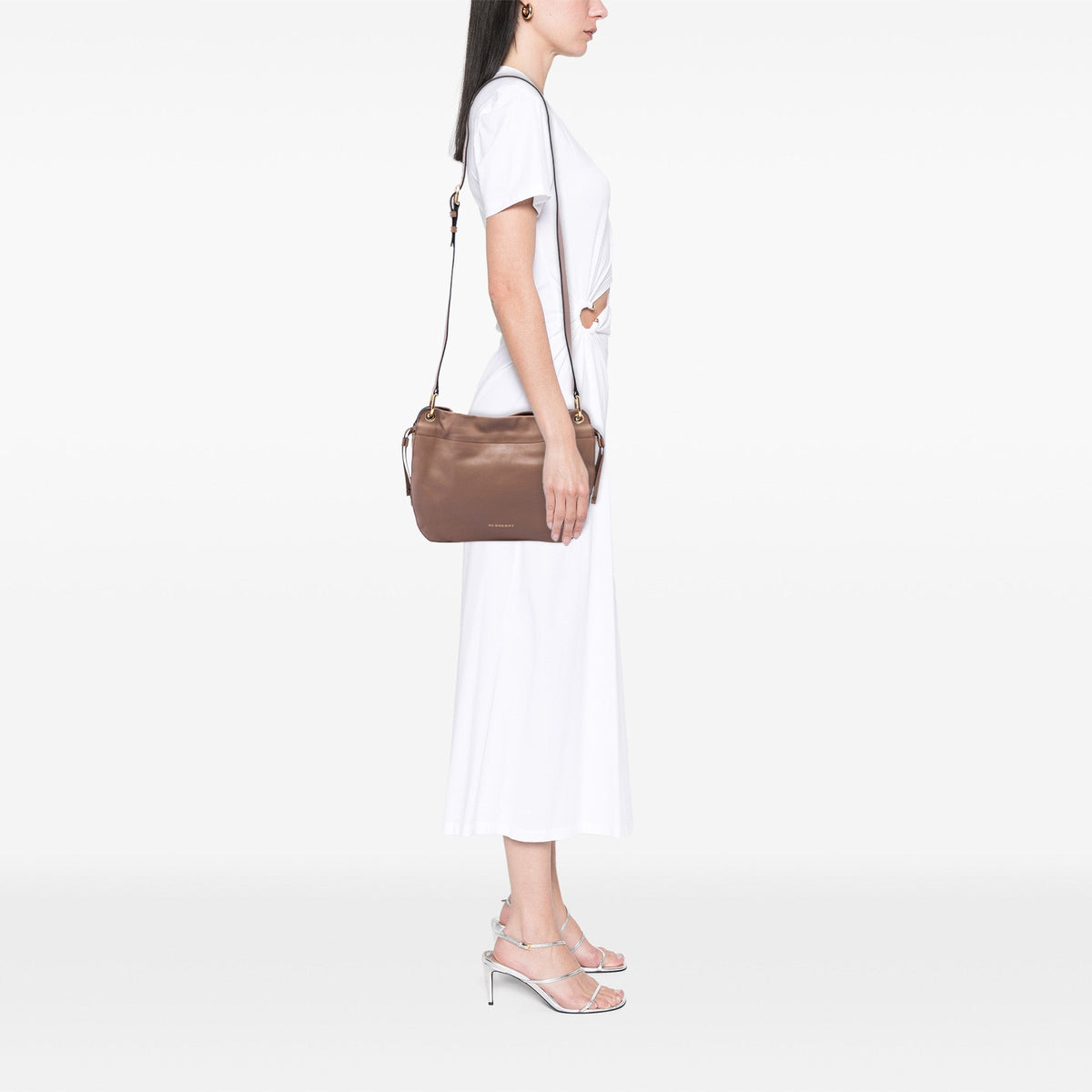 Burberry Small Grained Calfskin and House Check Canvas Bingley Crossbody — Brown