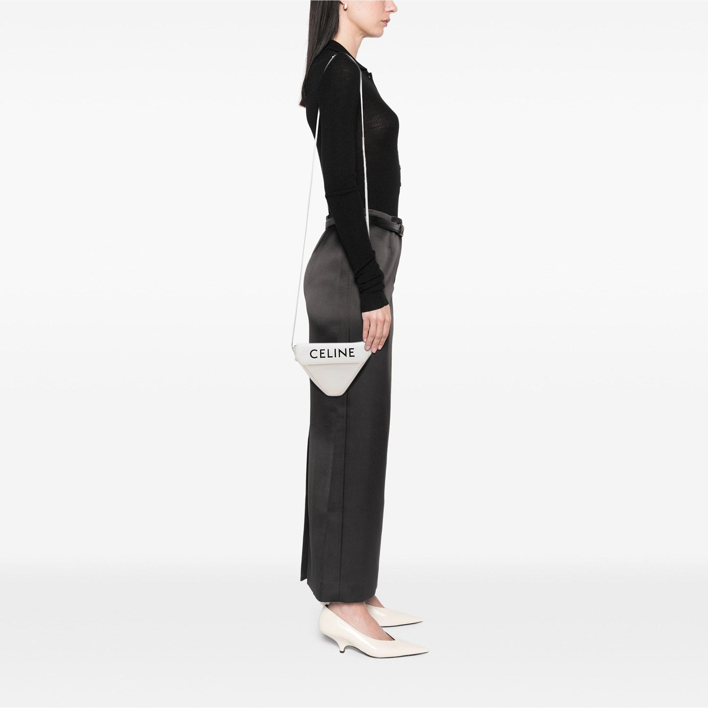 Celine Smooth Calfskin Logo Triangle Crossbody