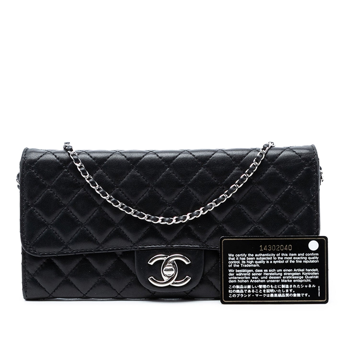 CC Quilted Lambskin East West Wallet on Chain